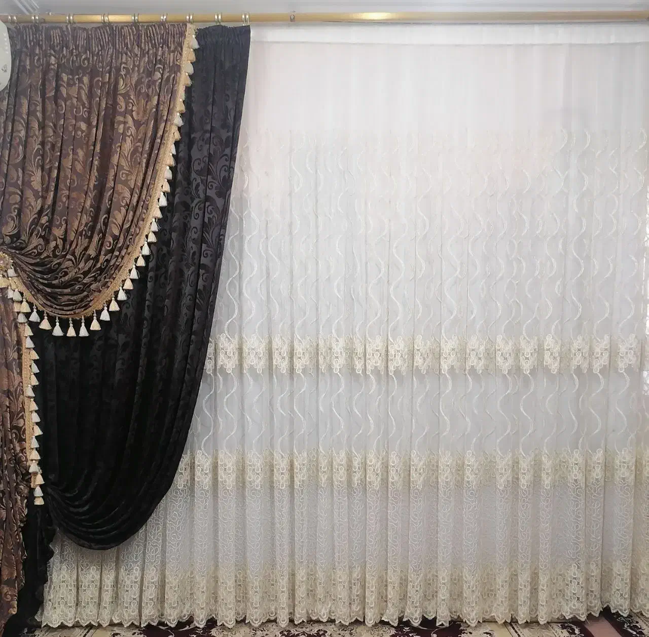 پرده سالن|پرده، رانر، رومیزی|قم, شاه ابراهیم|دیوار