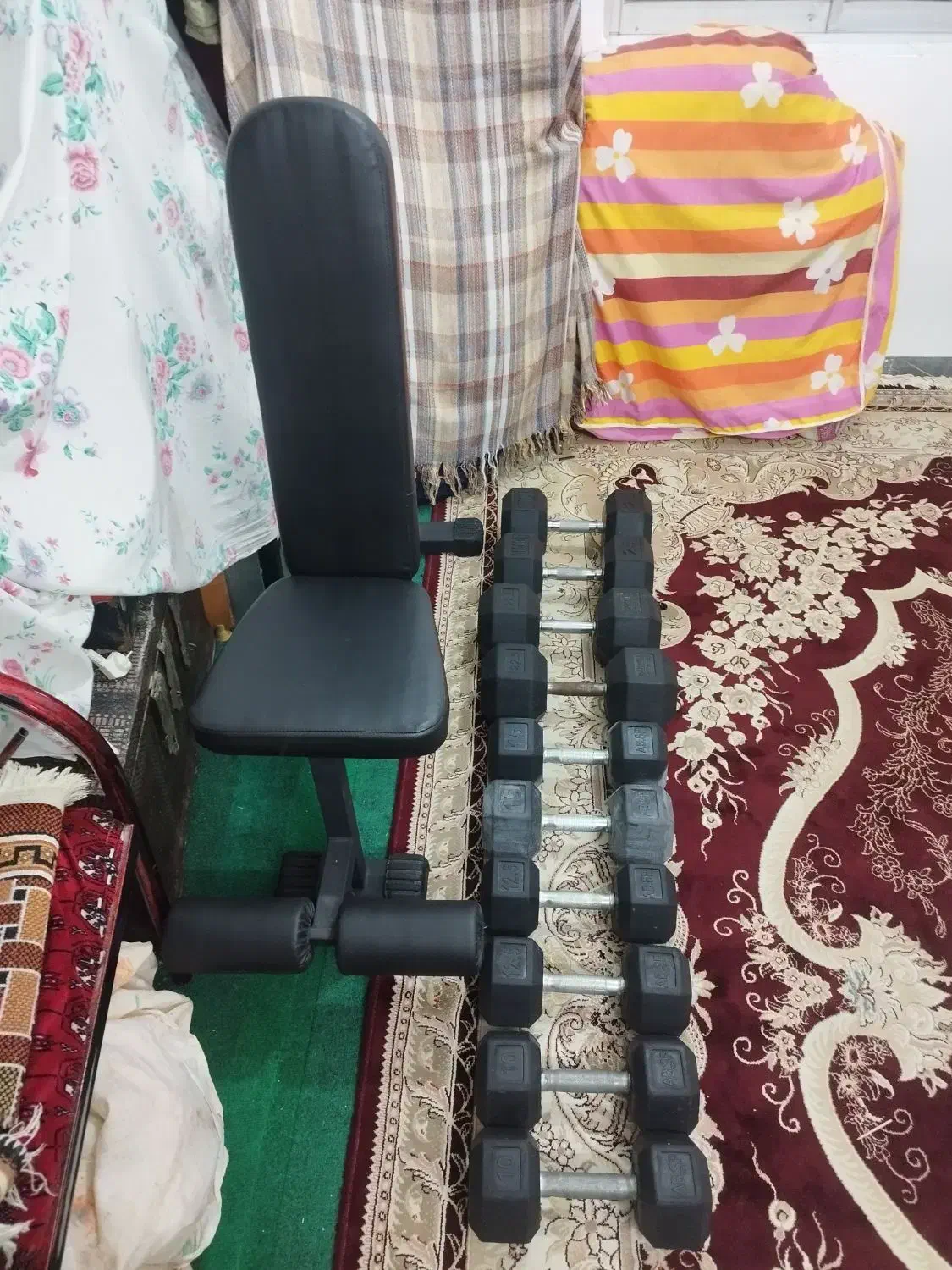 ۱۷۰ کیلو دمبل و میز چهارحالته|تجهیزات ورزشی|ساری, |دیوار