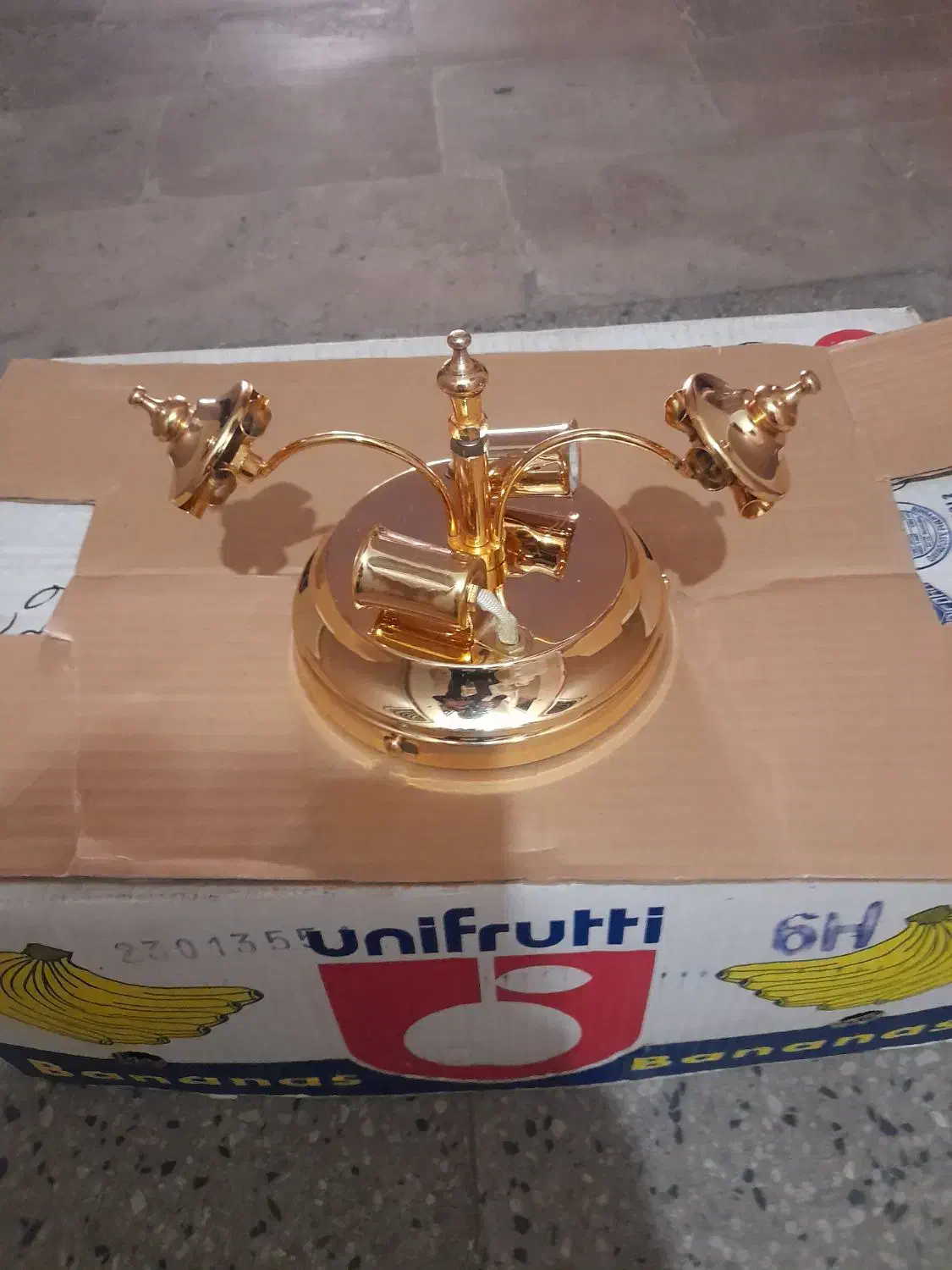 لوستر دو شعله گرد برنجی نو|لوستر و چراغ آویز|تهران, زرکش|دیوار