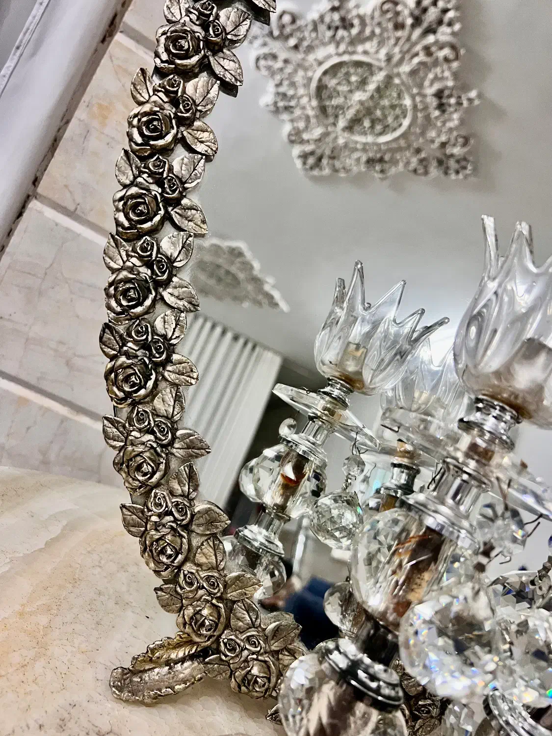 آیینه و شمعدان جهیزیه|آینه|ری, دیلمان|دیوار