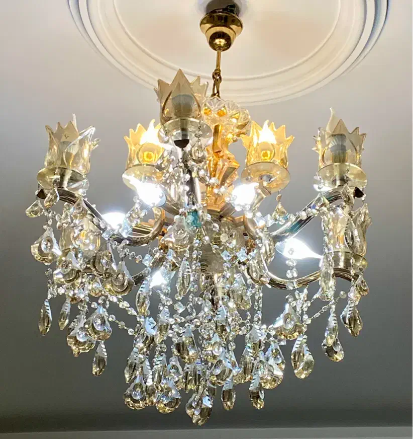 لوستر کریستالی ۱۵ شعله سالم در حدنو|لوستر و چراغ آویز|تهران, تهرانسر شمالی|دیوار