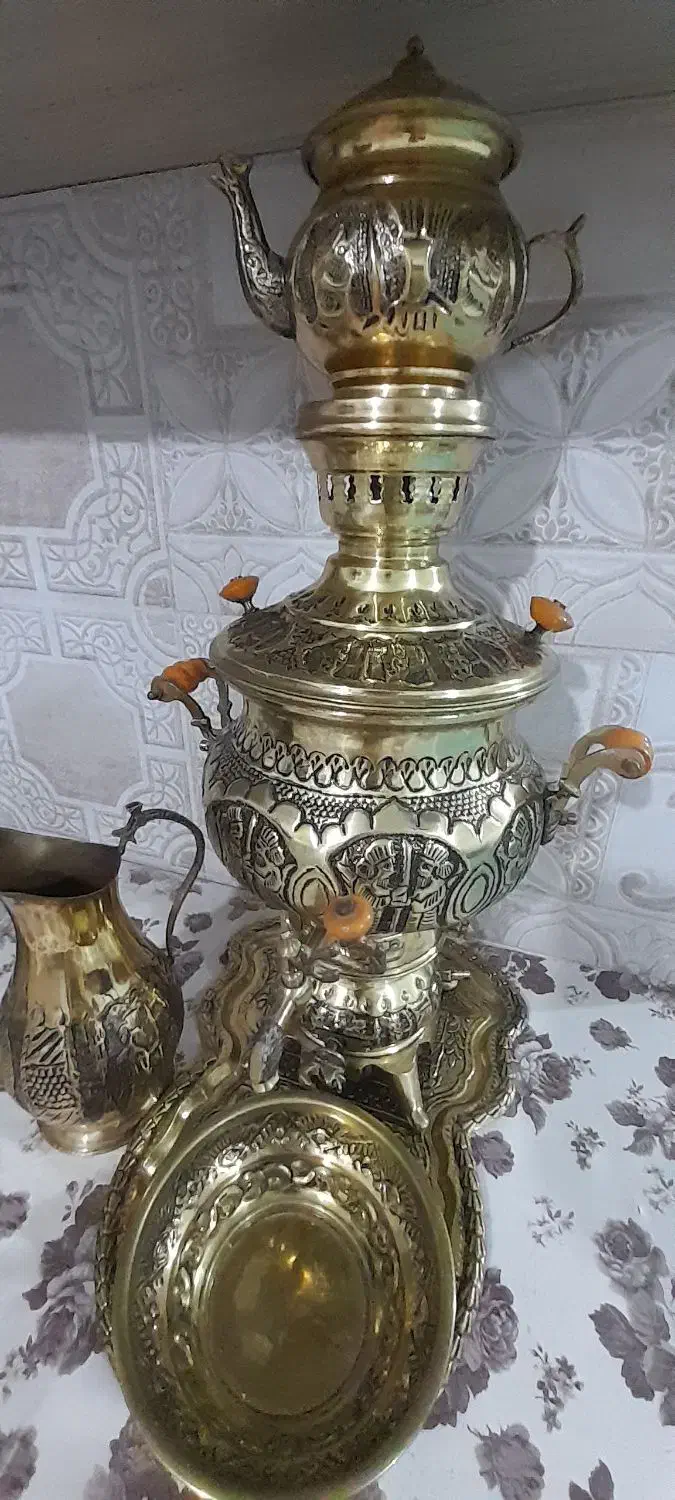 سماور سیاه قلم زیبا وانتیک نو نو اک|سماور، چای‌ساز، قهوه‌ساز|ارومیه, |دیوار