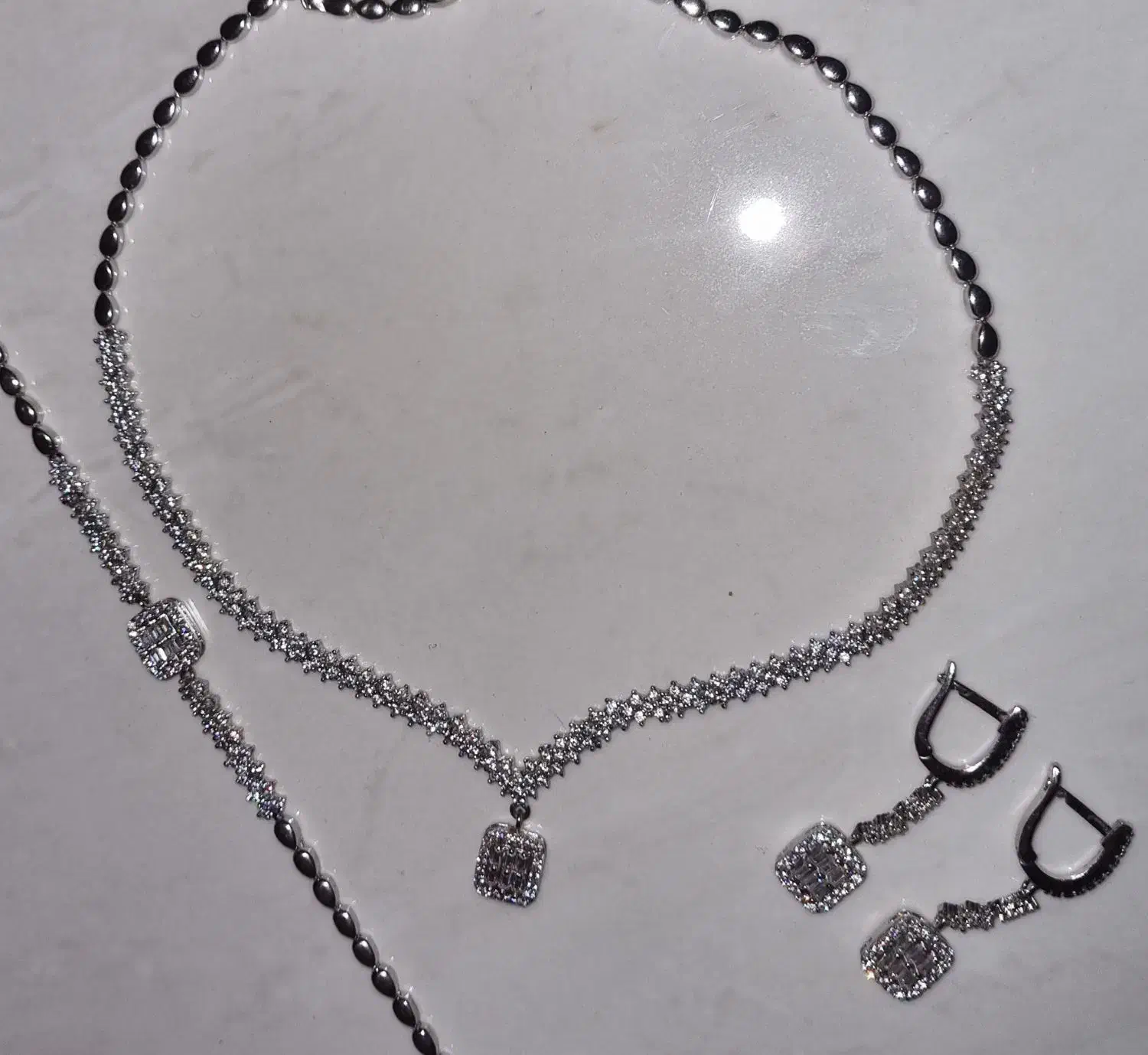 نیم‌ست نقره مدل جواهری نگین باگت|جواهرات|فردیس, فردیس|دیوار