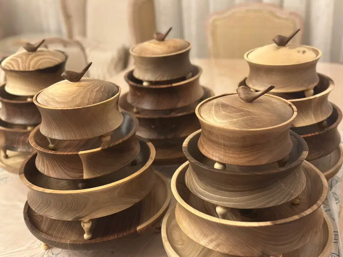 پذیرایی کاسه بشقاب سرویس چوبی تولیدکننده|صنایع دستی و سایر لوازم تزئینی|مشهد, کشاورز|دیوار