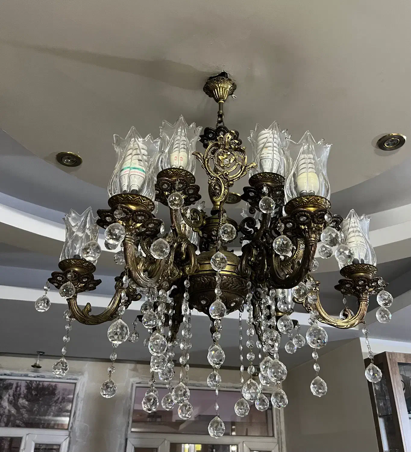 لوستر ۱۲ شاخه برنز|لوستر و چراغ آویز|شهریار, شهریار|دیوار