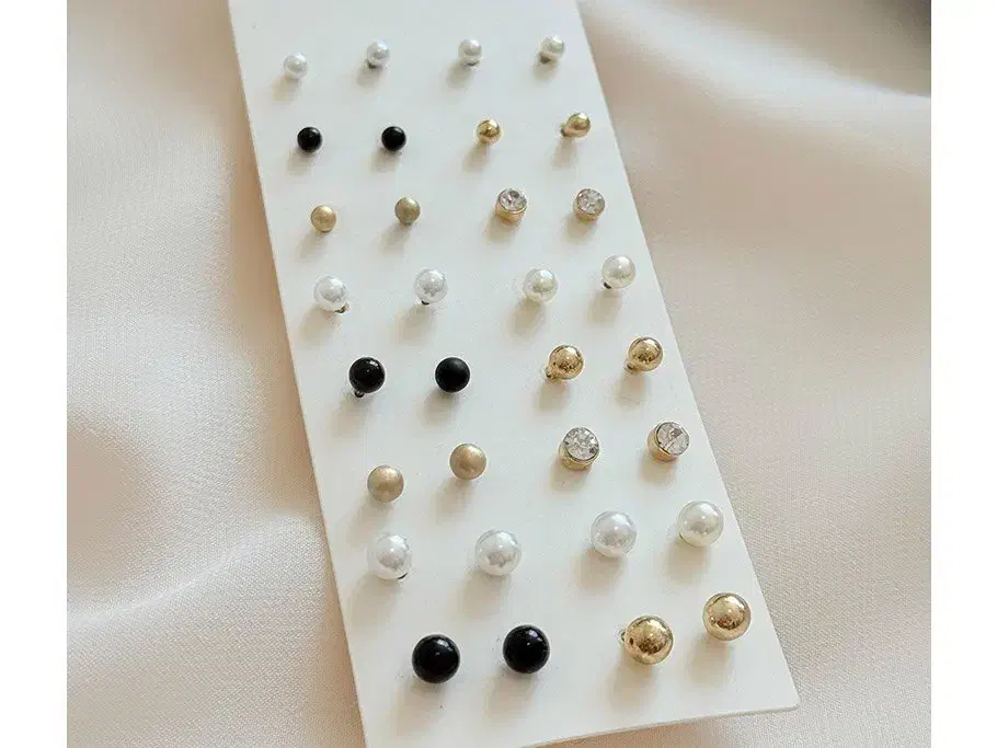 گوشواره میخی پک دار 16جفتی مروارید و نگینی چند رنگ|بدلیجات|اراک, |دیوار