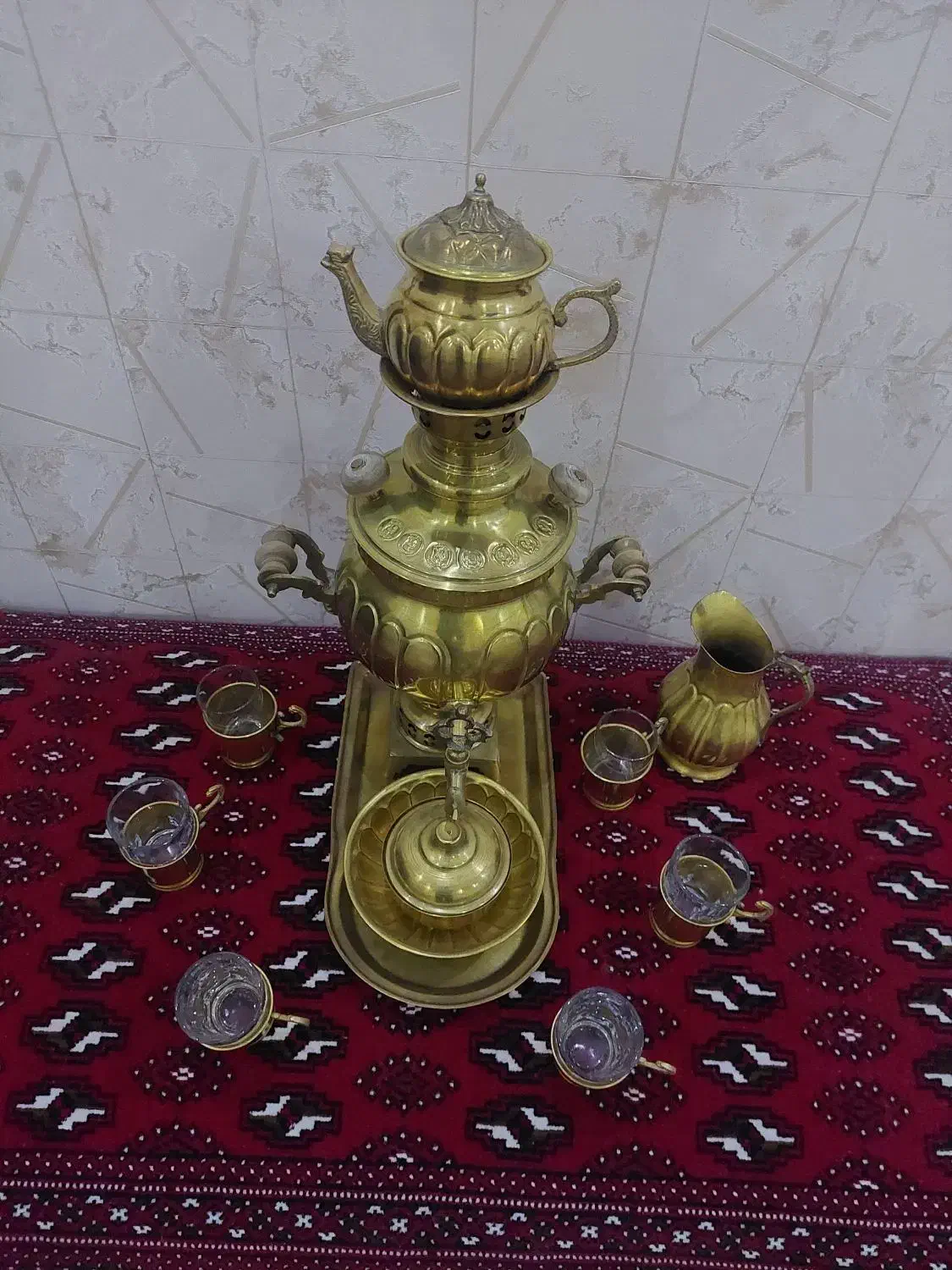 سماور دکوری برنجی|صنایع دستی و سایر لوازم تزئینی|رودهن, |دیوار