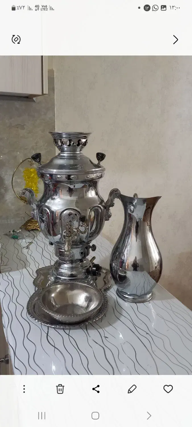 سماور ۴ لیتری استفاده کمتر بخاطر کمبود جا|سماور، چایساز، قهوهساز|تهران, شهرک ولیعصر جنوبی|دیوار