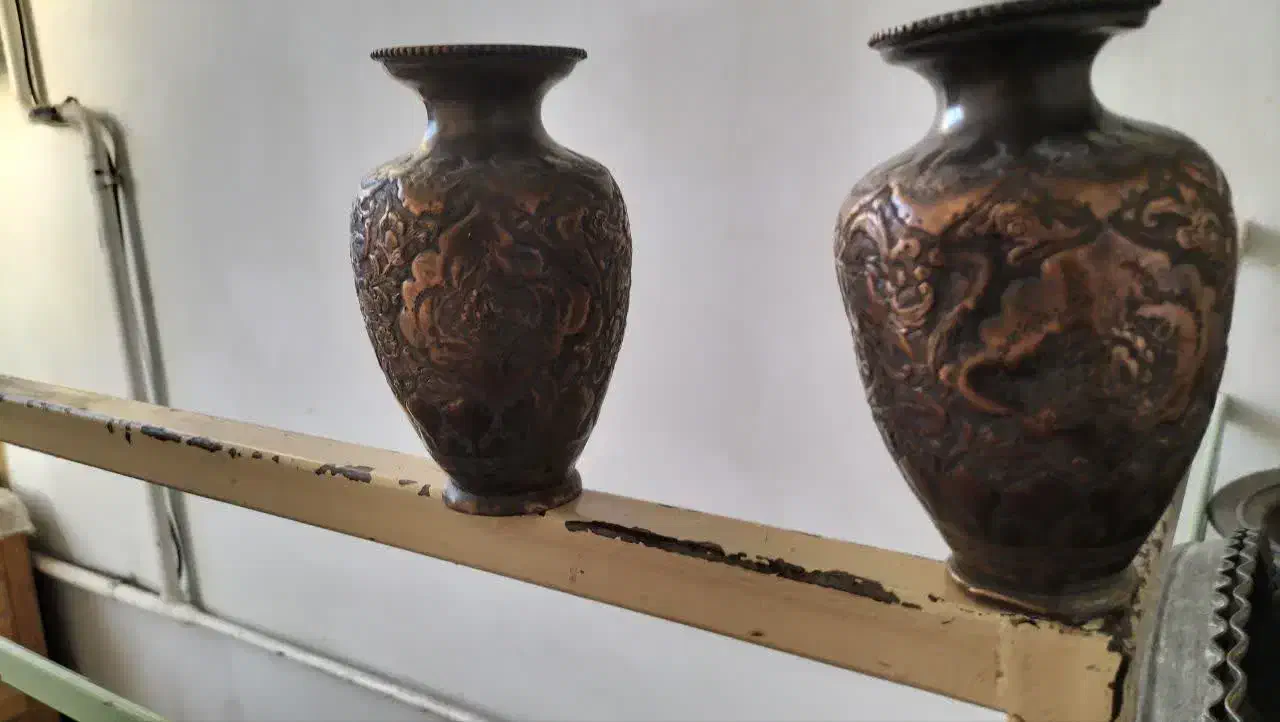 سماور زنگوله برنجی گلدان مسی فلاسک قیچی اصلاح|کلکسیون اشیاء عتیقه|محلات, |دیوار