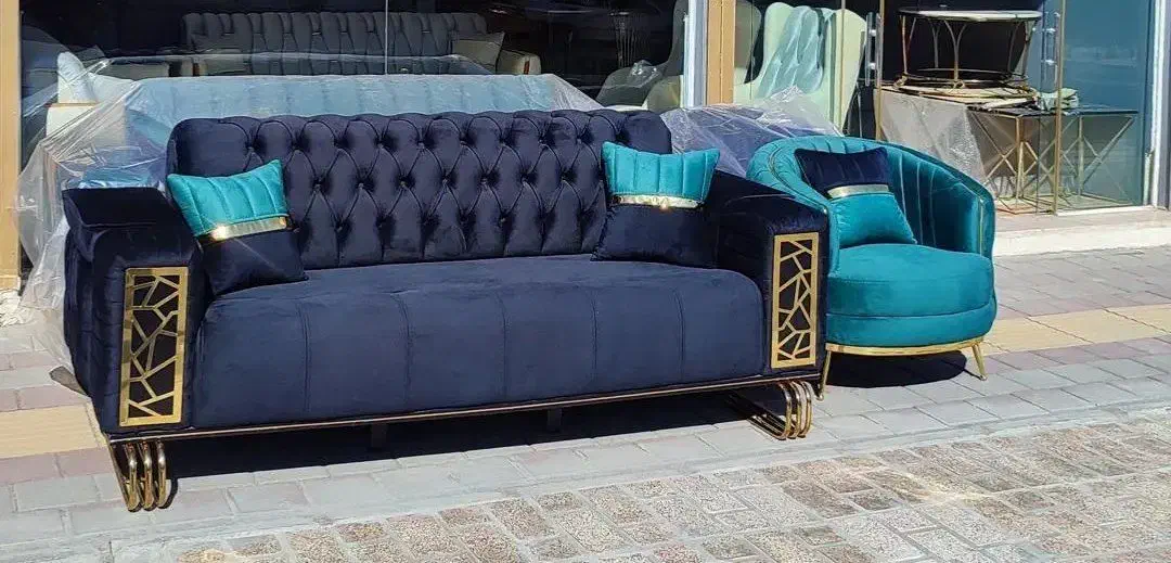 مبل صدفی نیلویی،پارچه ناو،چستر شده،تولیدی انصاری|مبلمان خانگی و میز عسلی|یاسوج, |دیوار