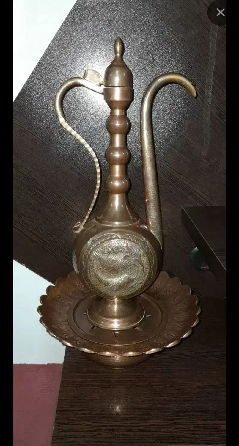 آفتابه و لگن قدیمی مسی|کلکسیون اشیاء عتیقه|تهران, نعمتآباد|دیوار