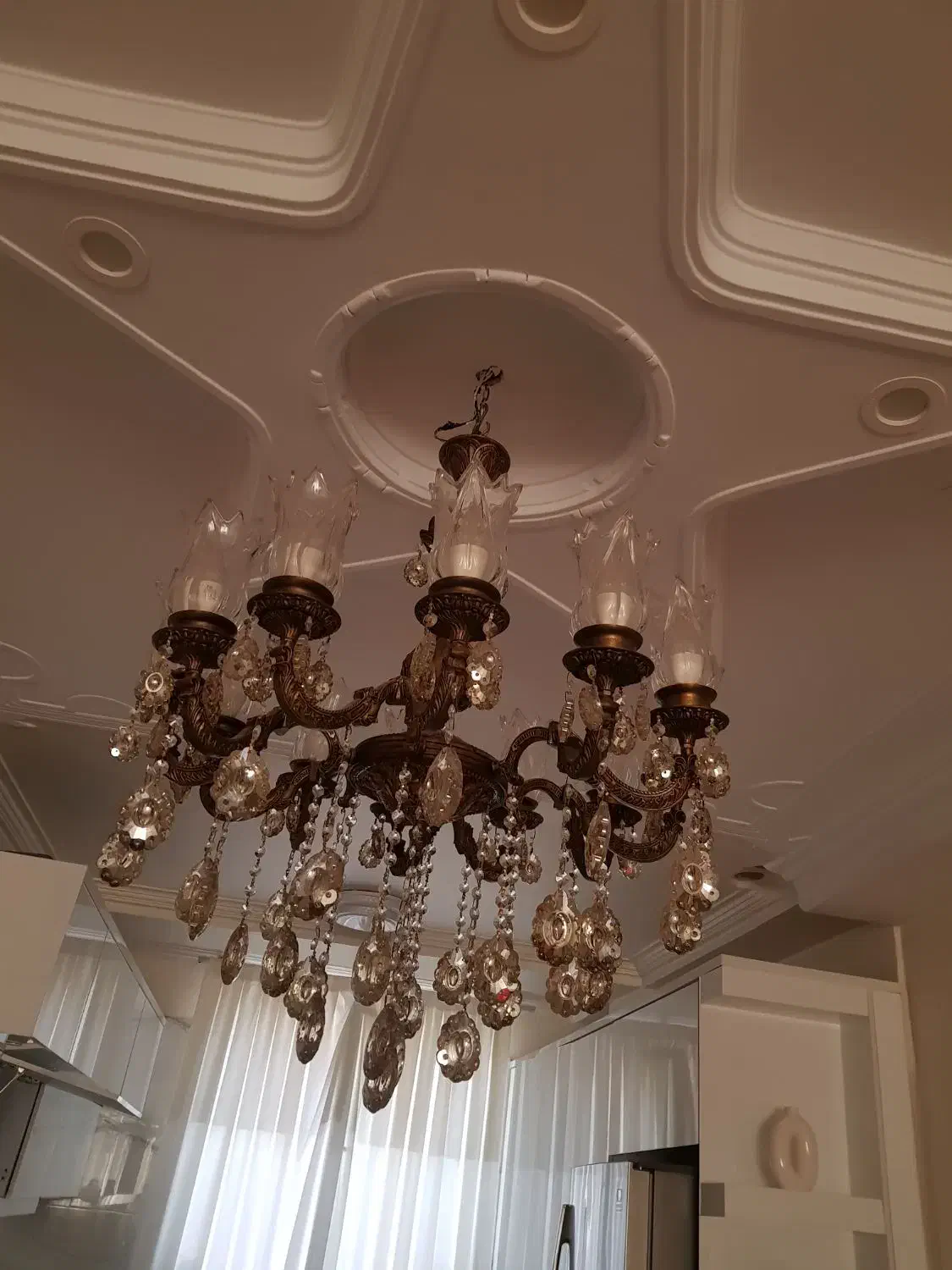 لوستر برنزی ۶شاخه ۱۲شعله شرکتی|لوستر و چراغ آویز|اسلام‌شهر, مظفریه|دیوار