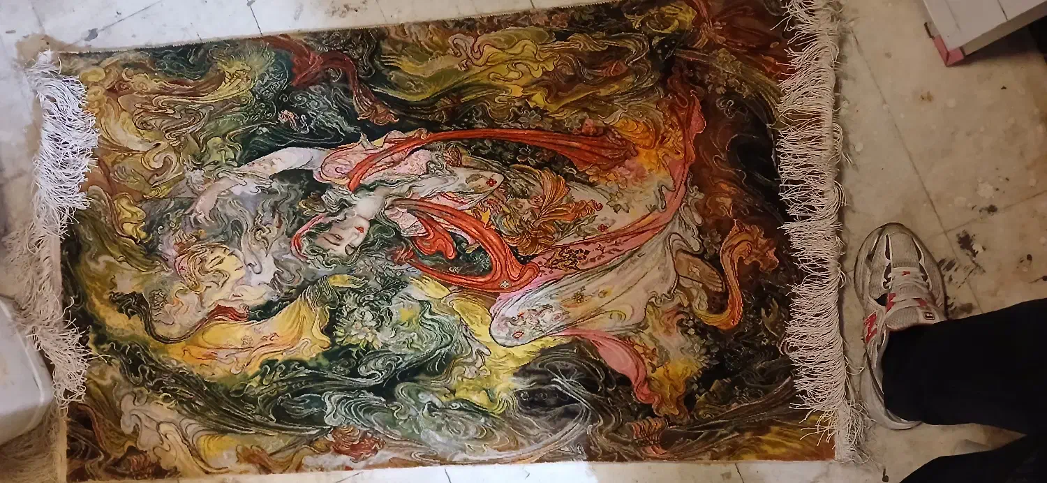 تابلو فرش طرح عالم غیب هستی|تابلو فرش|اصفهان, باغ کاران|دیوار