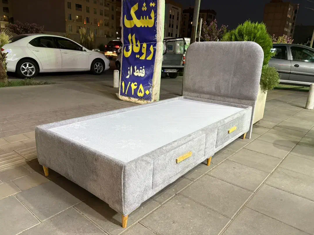 تخت باکسی با پارچه تدی|تخت و سرویس خواب|گرمدره, |دیوار