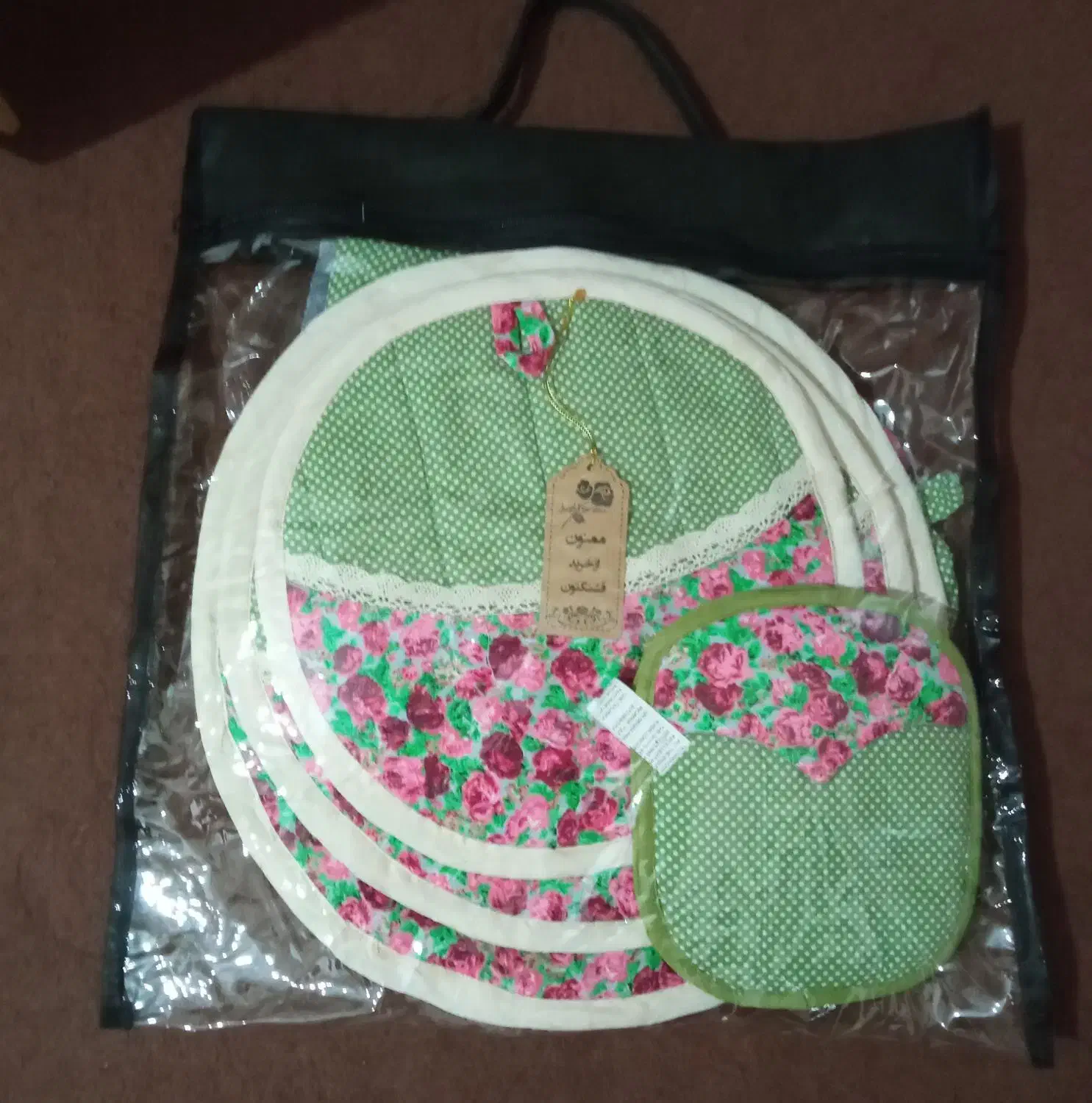 ست دمکنی سه تکه بایک جفت دستگیره|سفره، حوله، دستمال آشپزخانه|تهران, کیانشهر|دیوار