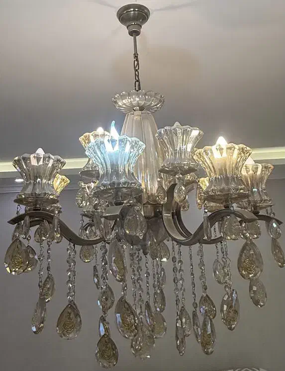 لوستر برنج برنز|لوستر و چراغ آویز|لاهیجان, شیشه گران|دیوار