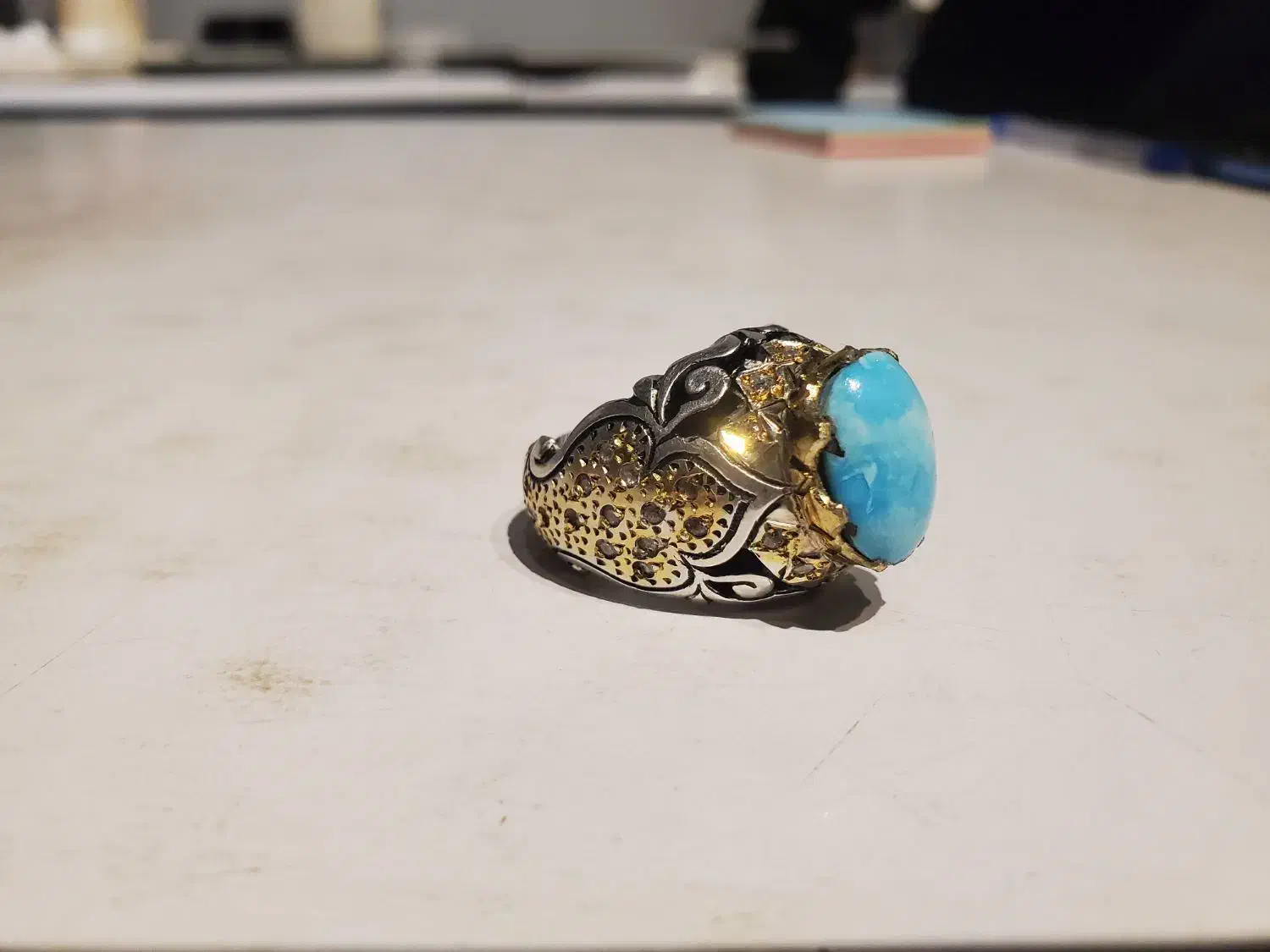 فروش انگشتر فیروزه نیشابور رکاب نقره دست‌ساز|کلکسیون اشیاء عتیقه|مشهد, شهید آوینی|دیوار