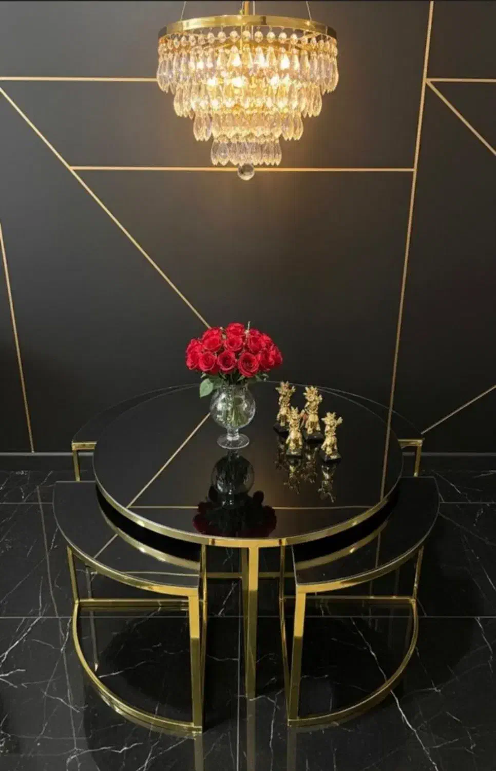 جلومبلی عسلی طلایی فلزی فورتیک|مبلمان خانگی و میز عسلی|کرمان, |دیوار