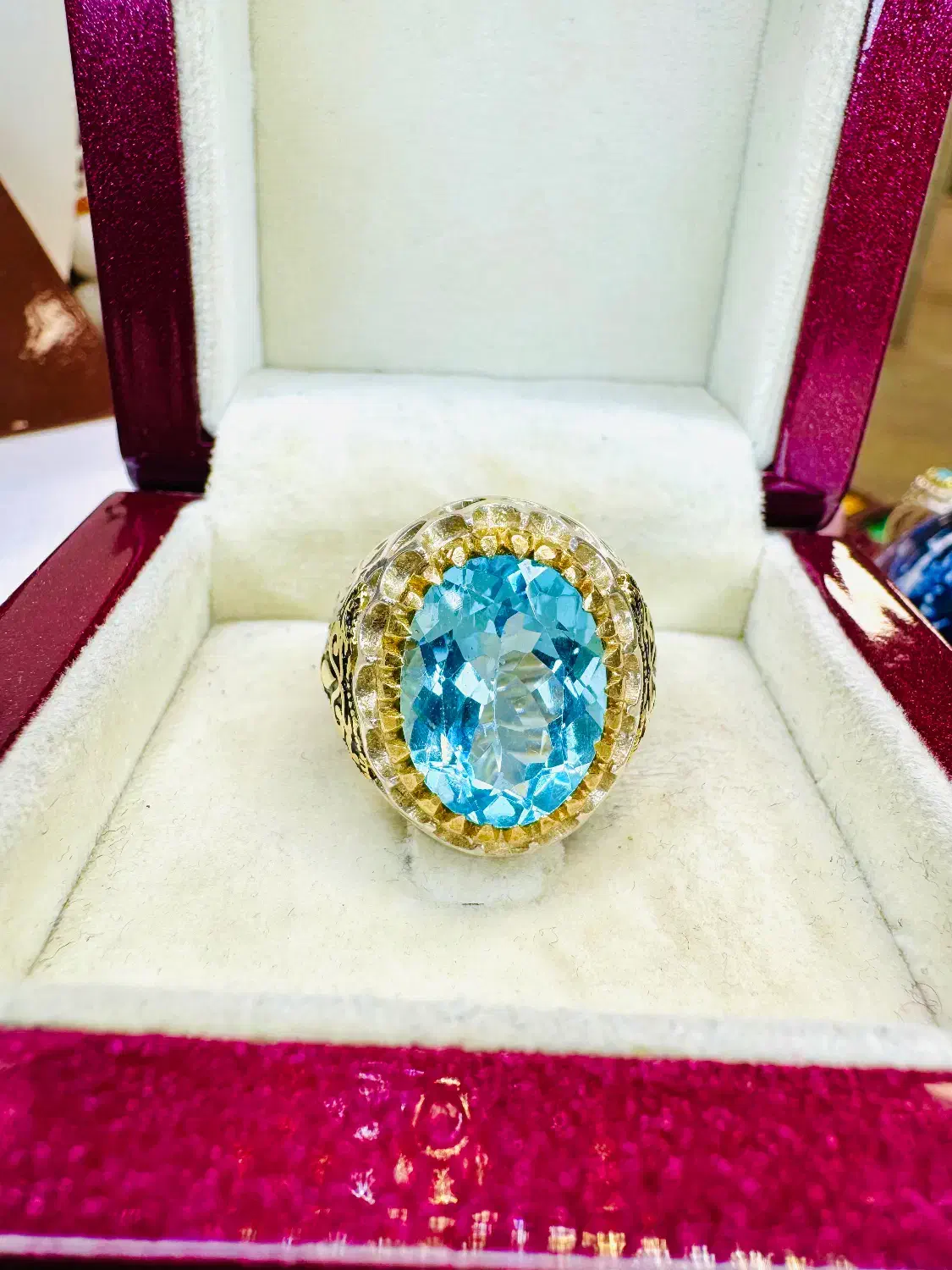 انگشتر فوق لوکس سنگ توپاز آبی جواهر کشور سوئیس اصل|بدلیجات|تبریز, |دیوار