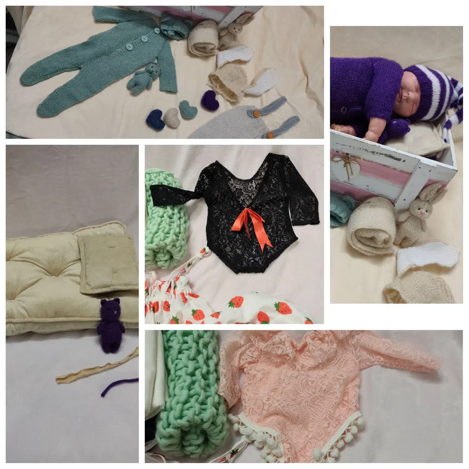 لباس بافت نوزادی و دورپیچ و اکسسوری مختص آتلیه|اسباب و اثاث بچه|قم, بنیاد|دیوار