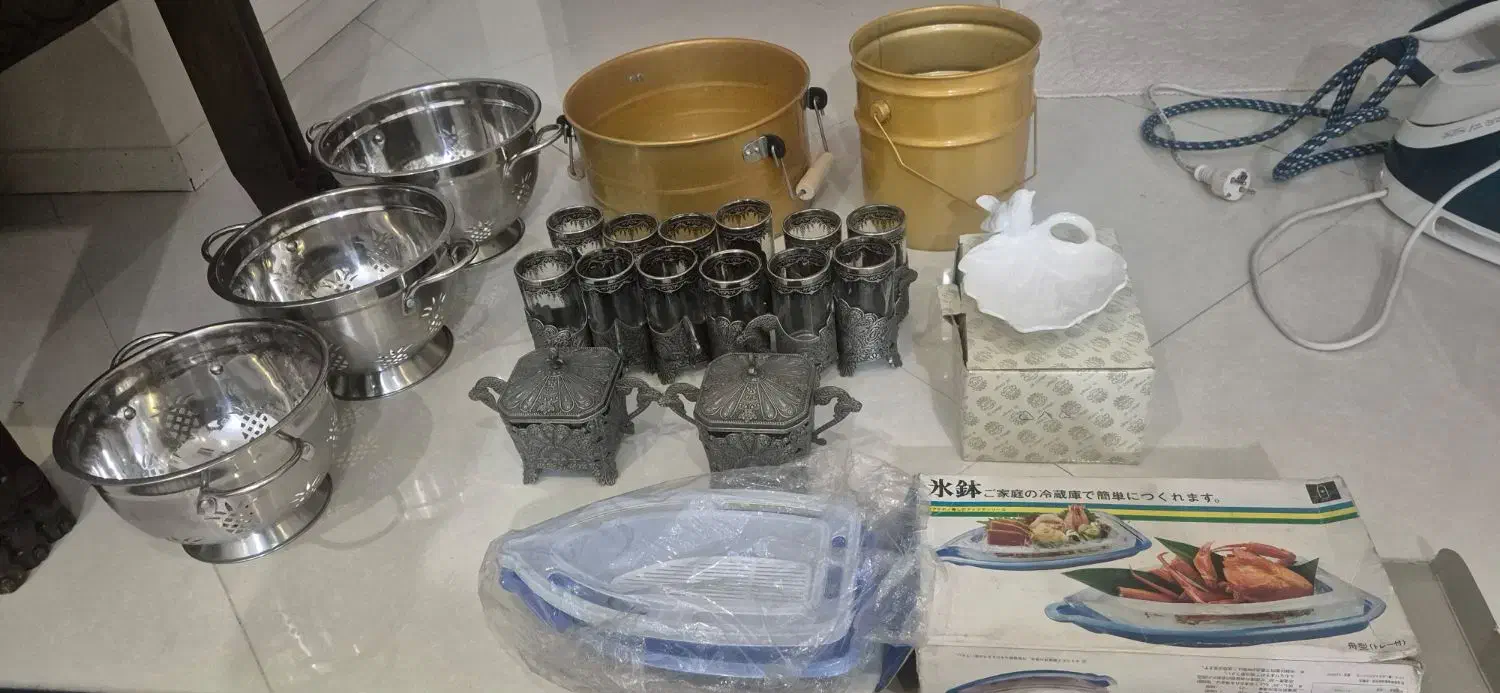 سرویس چایخوری پیوتر .کریستال سینی و ابکش استیل|ظروف سرو و پذیرایی|تهران, کوهک|دیوار