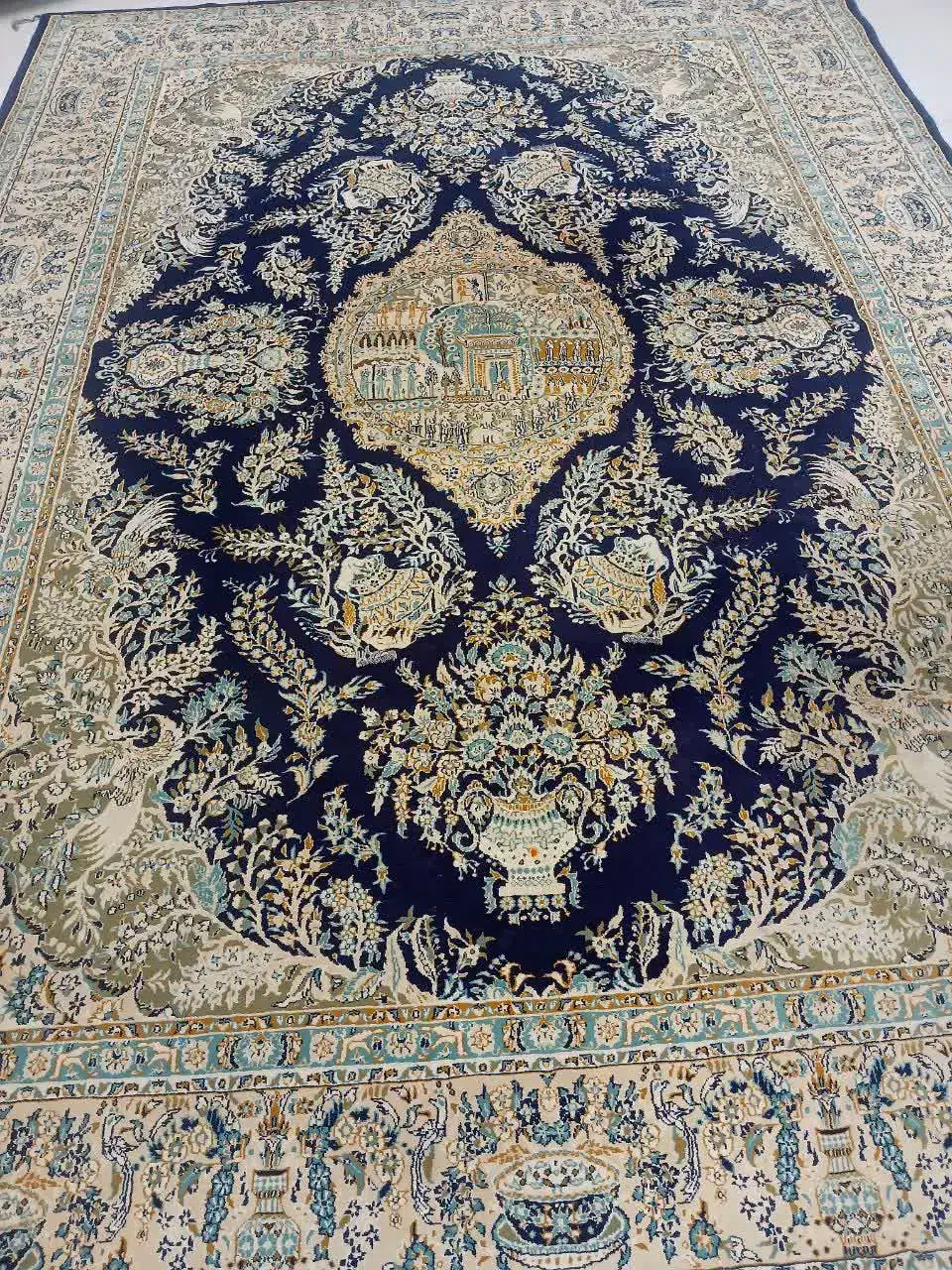 یک جفت فرش ۹ ضخیم پر تراکم سرمه ای|فرش|هشتگرد, شهرک اداری|دیوار