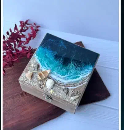 فروش جعبه سینی رزینی دریایی شمع|صنایع دستی و سایر لوازم تزئینی|سیرجان, |دیوار