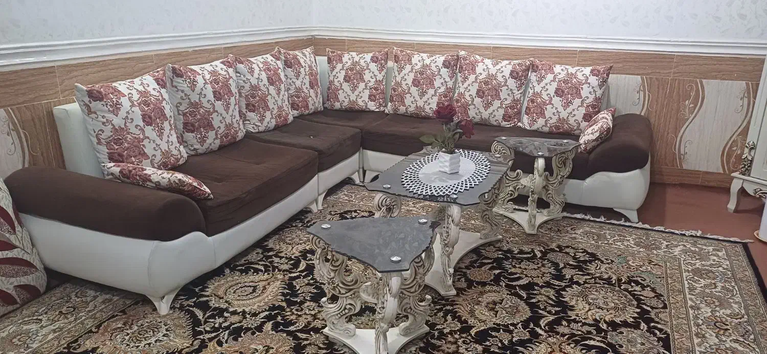 مبل ال هفت نفره درحدنو ویک جلومبلی ودوعدد میزعسلی|مبلمان خانگی و میز عسلی|اهواز, کارون|دیوار