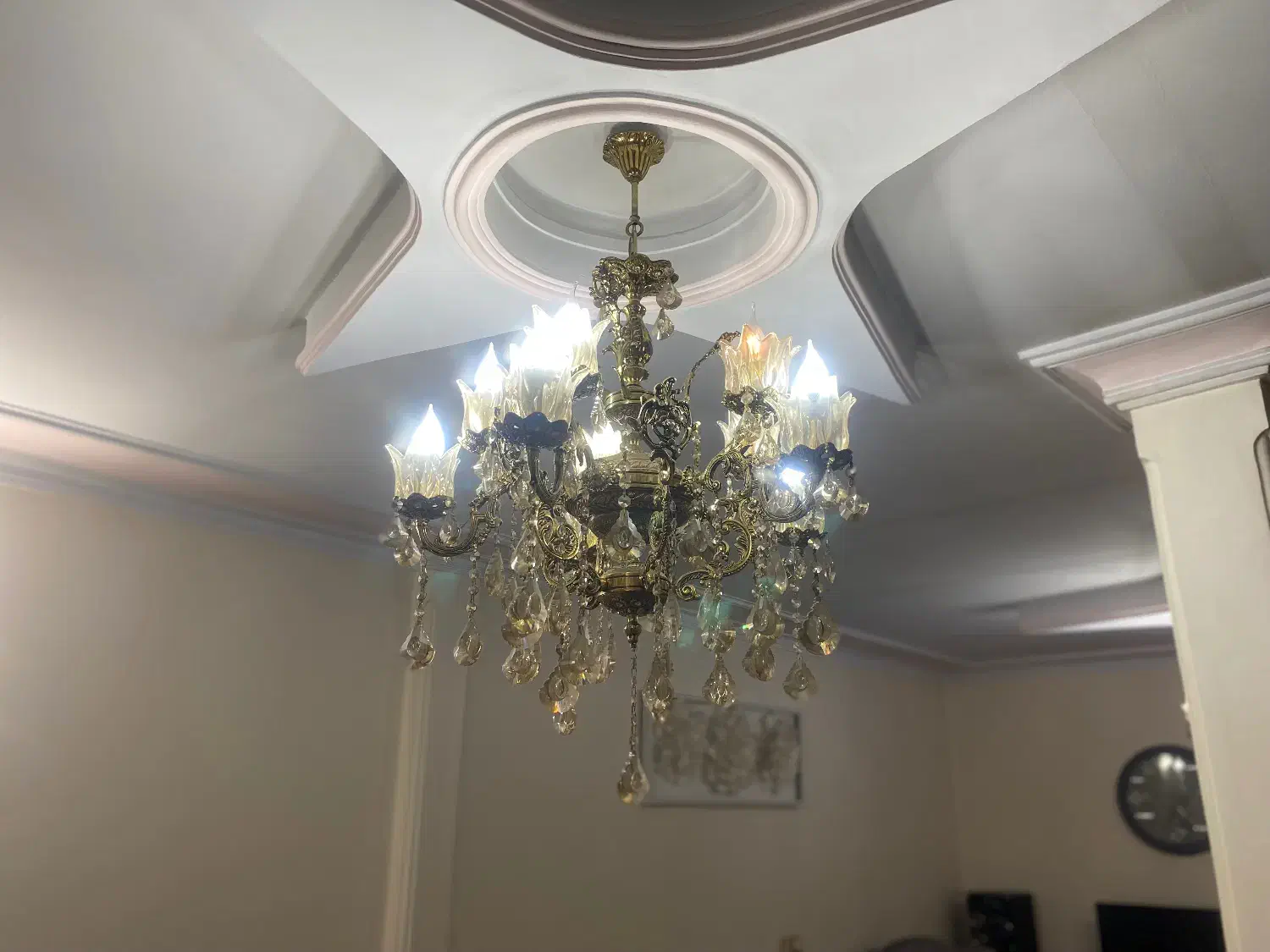 دوعدد لوستر برنز برنج ۱۰شاخه با لاله|لوستر و چراغ آویز|فردیس, فردیس|دیوار