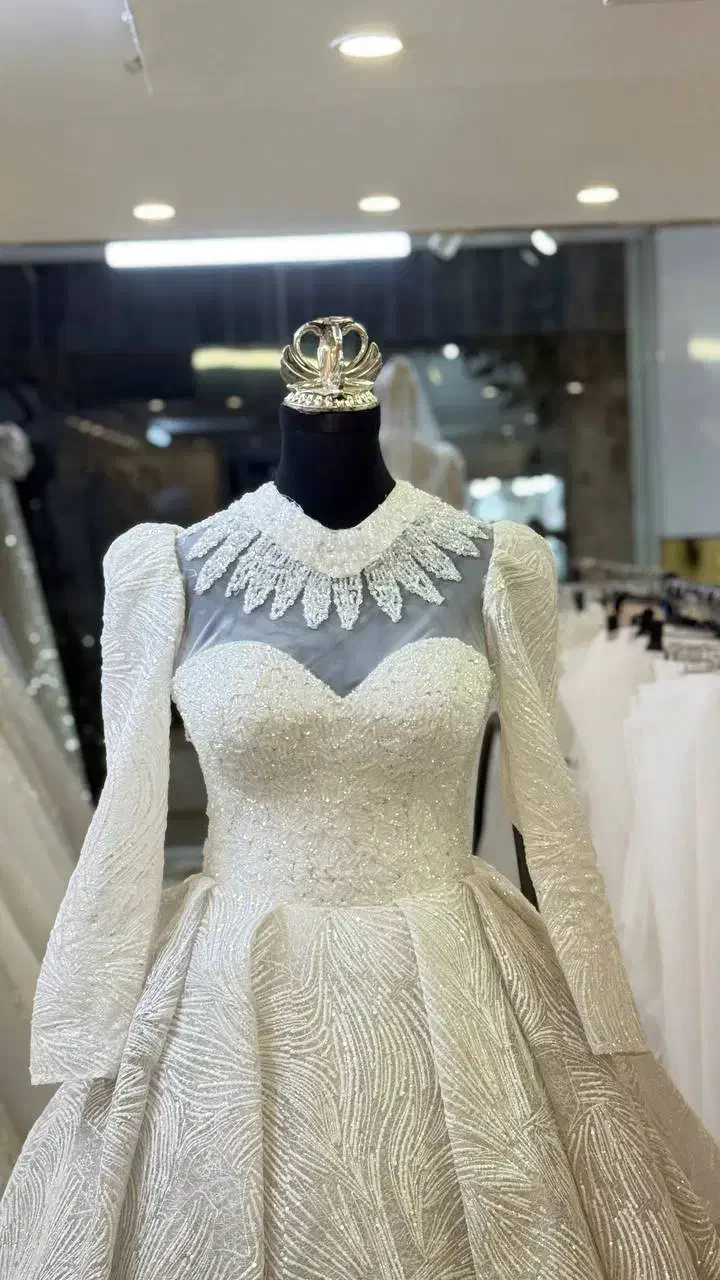 لباس عروس مدل عربی یقه ۳ سانت با دانتل وارداتی|لباس|گنبد کاووس, |دیوار