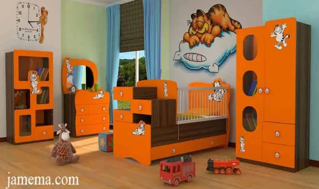 سرویس خواب کامل کودک گارفیلد|تخت و سرویس خواب|زنجان, |دیوار