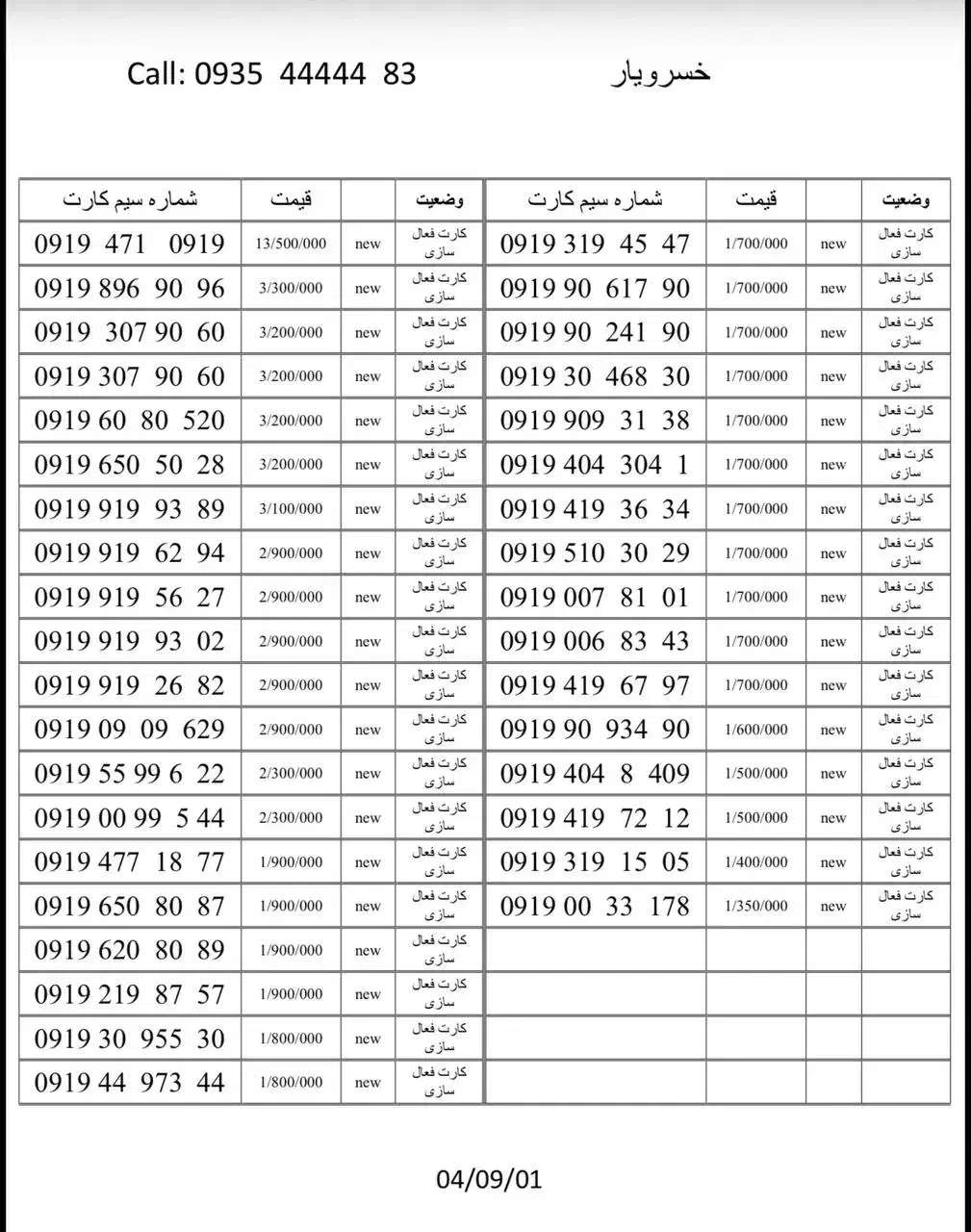96 90 896 0919 کارت فعالسازی|سیمکارت|تهران, مرزداران|دیوار