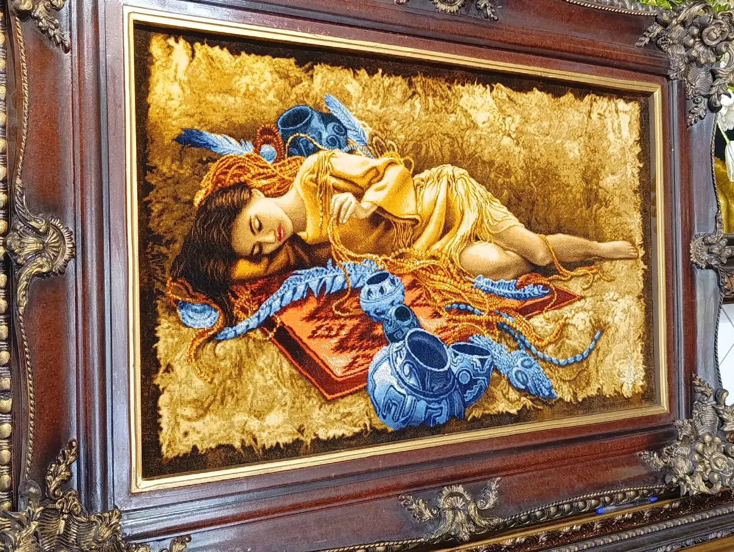 تابلو فرش دستباف تبریز دختر جواهر فروش ۸۵×۱۱۵|تابلو فرش|تهران, دردشت|دیوار