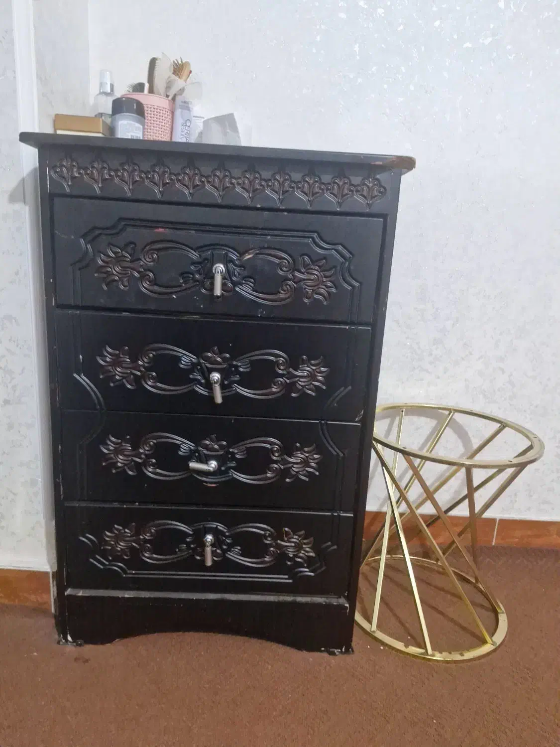 فروش تخت دو نفره همراه دراور   و میز آرایش و تشک|تخت و سرویس خواب|آزادشهر, |دیوار