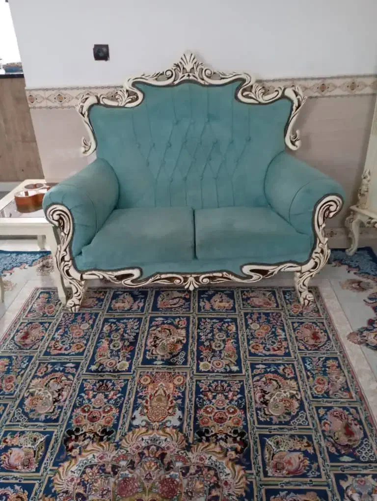 مبل رنگ ابی چوب استخوانی|مبلمان خانگی و میز عسلی|تهران, جمالزاده|دیوار