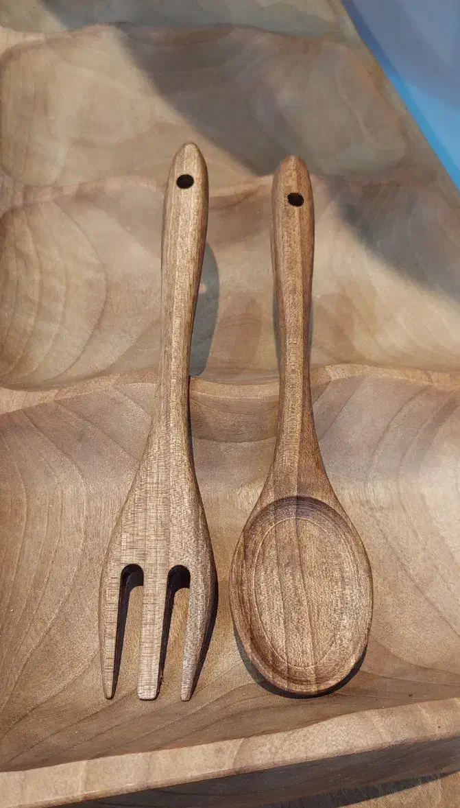 قاشق چنگال غذاخوری چوب گردو عمده و تک|ظروف سرو و پذیرایی|اصفهان, شاهزید|دیوار