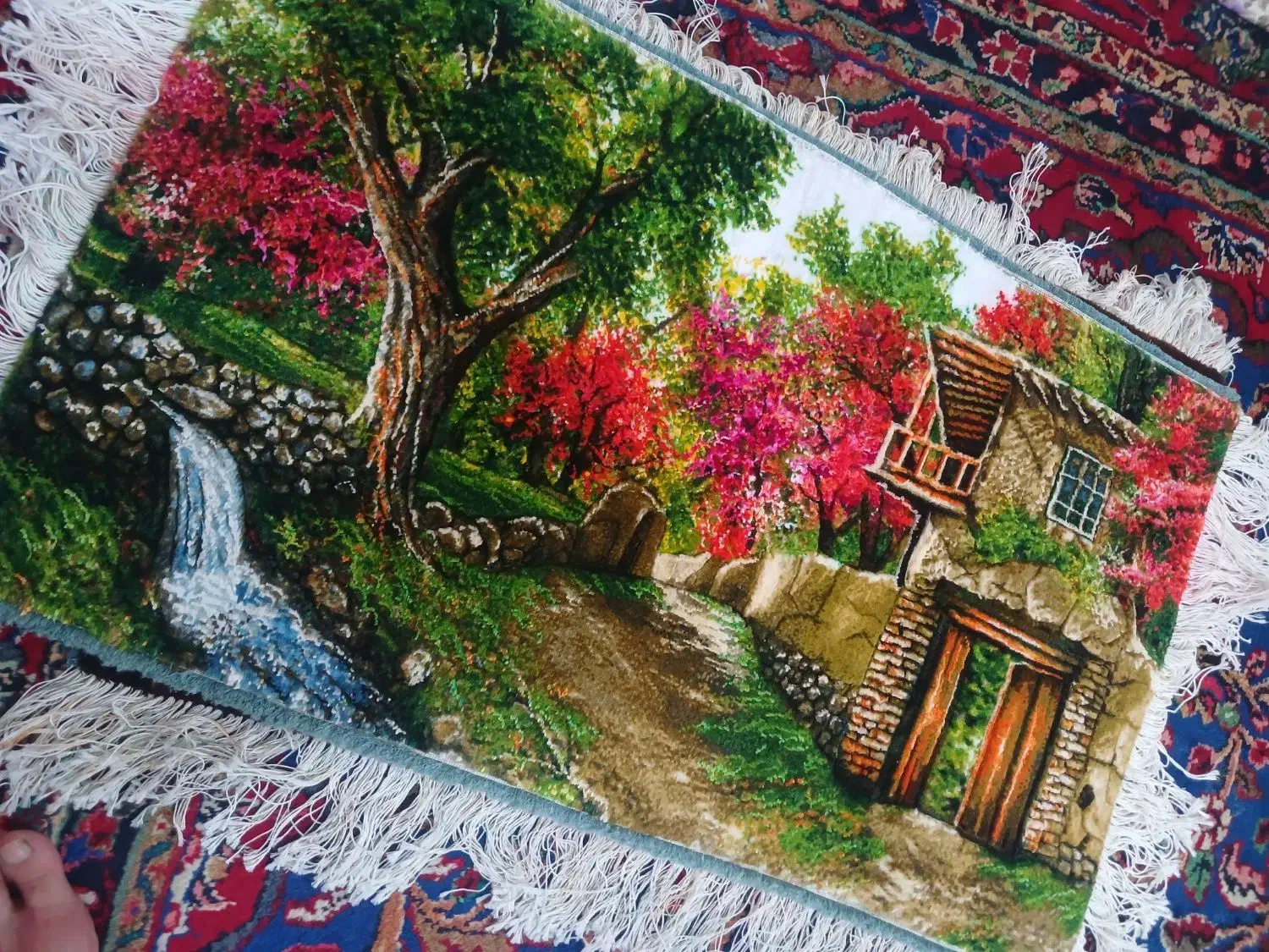 منظره بهار کوچه باغ|تابلو فرش|تبریز, |دیوار
