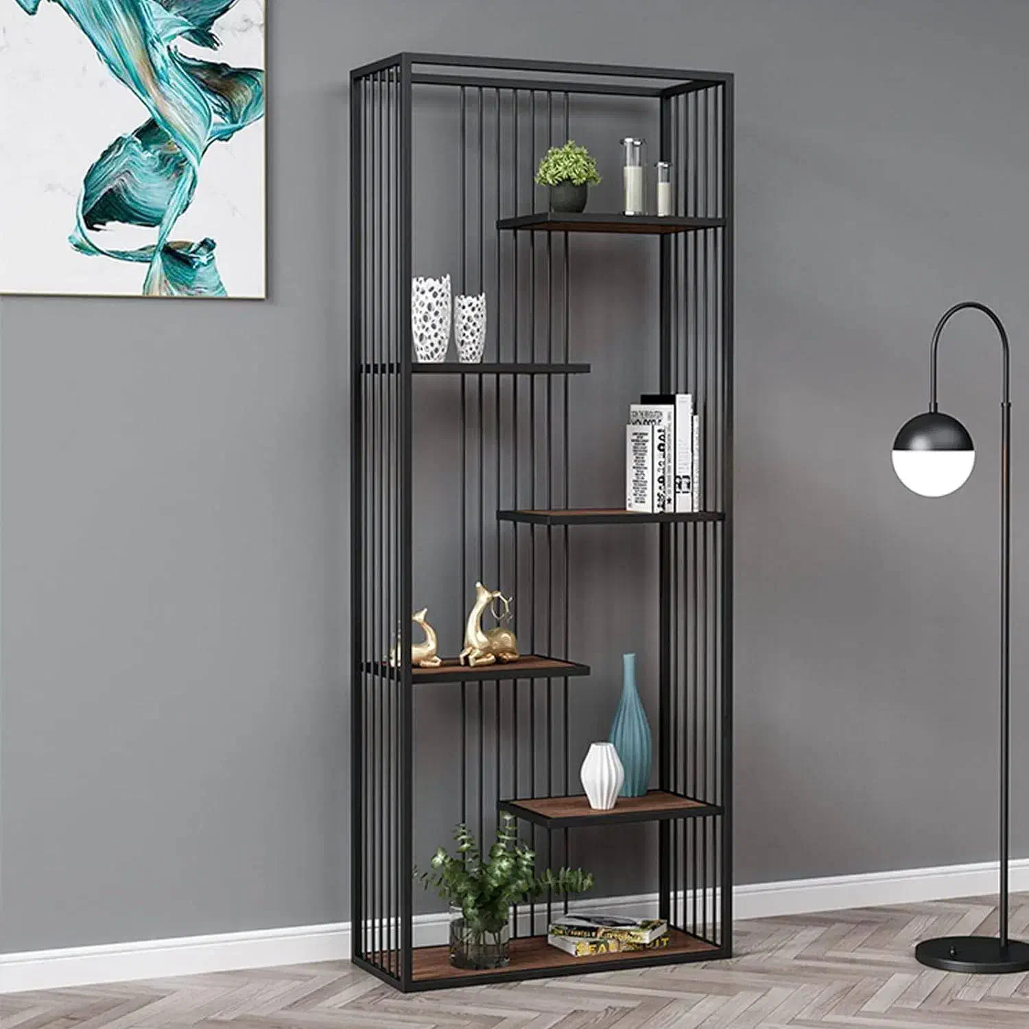 کتابخانه و استند دکوری چوب فلز مدل شهداد|کتابخانه، شلف، قفسههای دیواری|تهران, صادقیه|دیوار