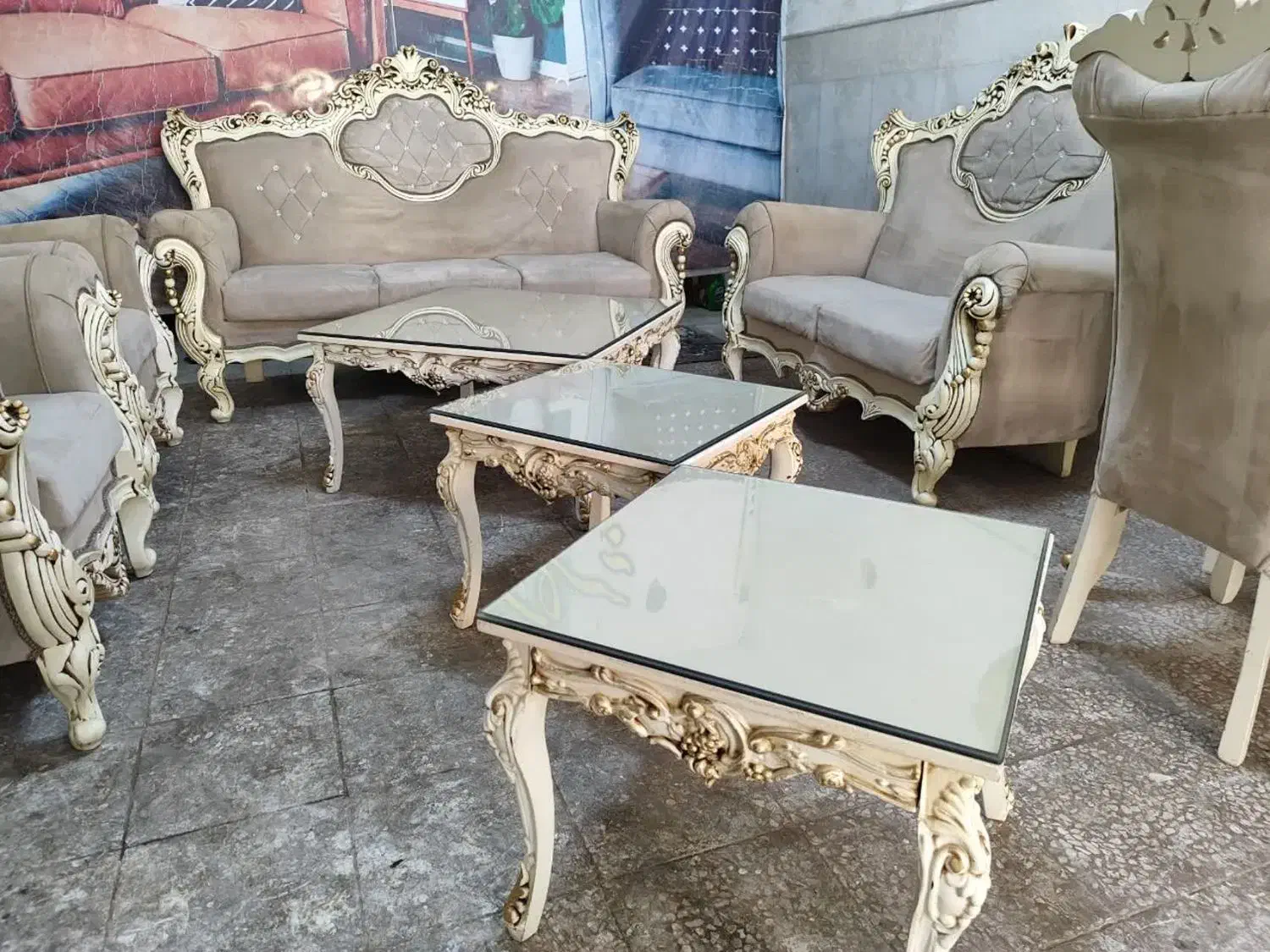 استیل ۷نفره با غذاخوری ۴نفره و جلو مبلی کامل چوب|مبلمان خانگی و میز عسلی|قم, نیروگاه|دیوار