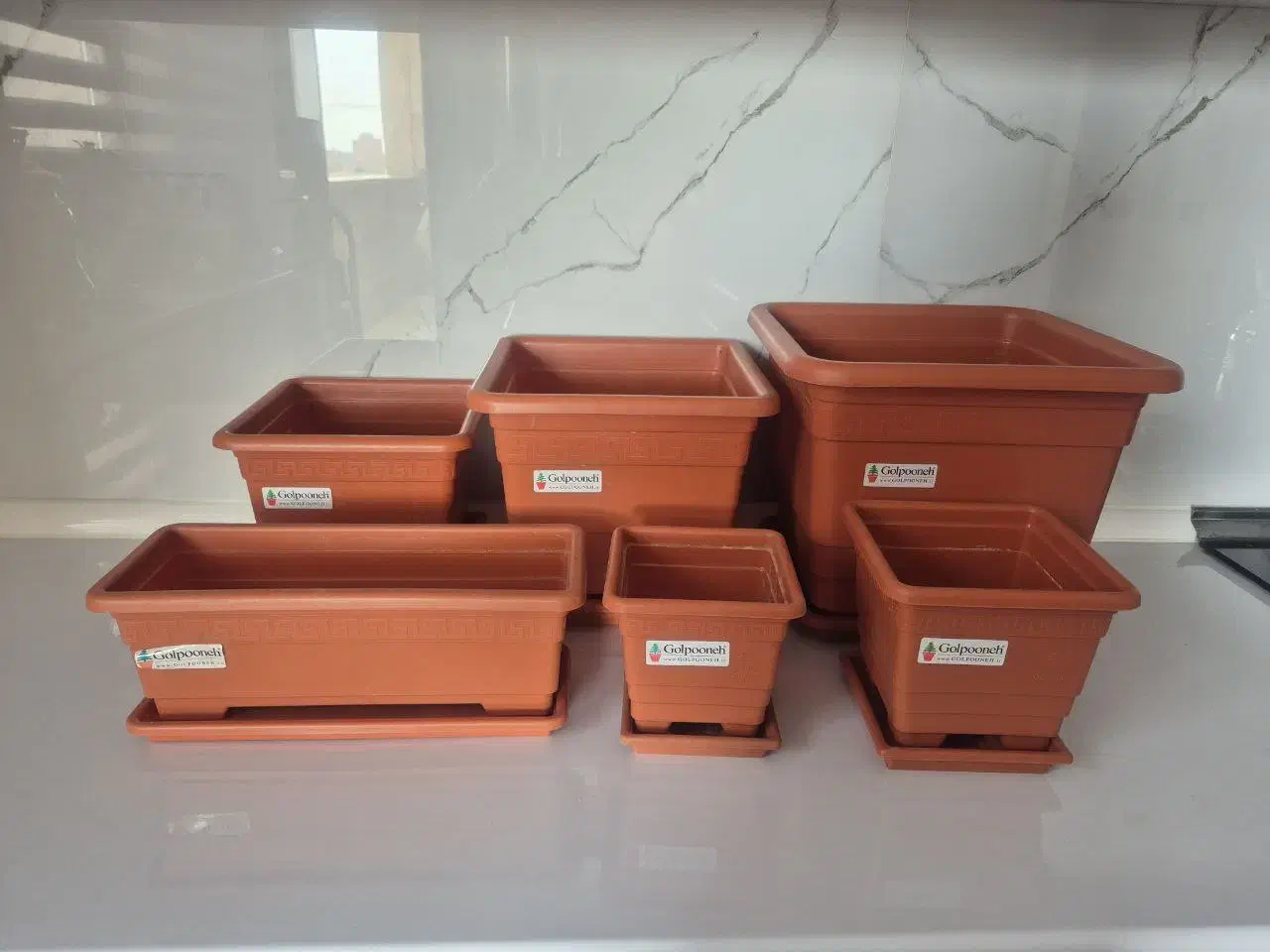 مجموعه‌ای از گلدان و زیر گلدانی|گل و گیاه طبیعی|شاهین‌شهر, فدک|دیوار