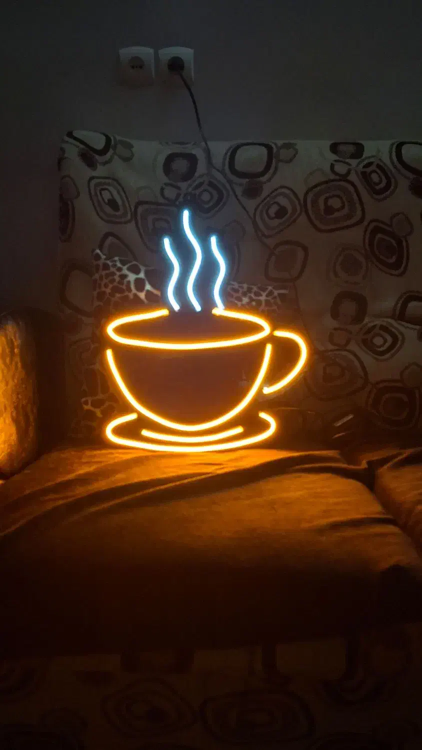تابلو نئون طرح فنجان مناسب کافه|ریسه و چراغ تزئینی|کرج, شهرک نهال و بذر|دیوار