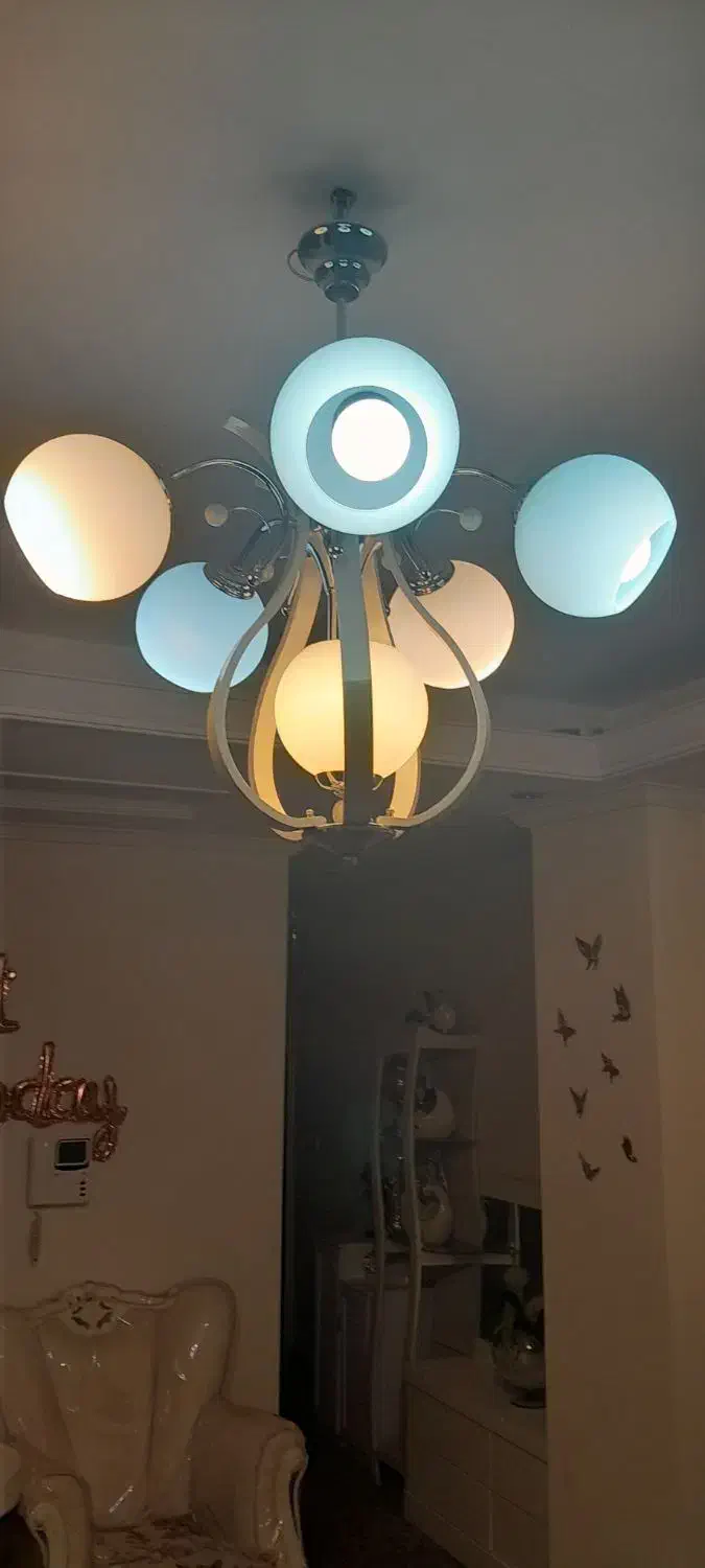 لوستر ۶ شاخه چوب فلزی|لوستر و چراغ آویز|تهران, امیر بهادر|دیوار