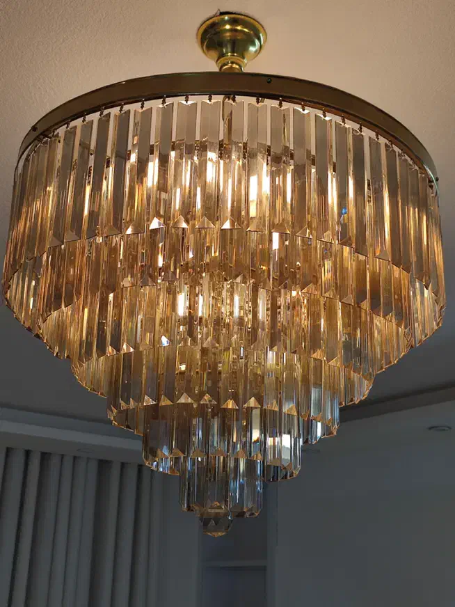 لوستر کریستالی شامپاینی|لوستر و چراغ آویز|بوشهر, |دیوار