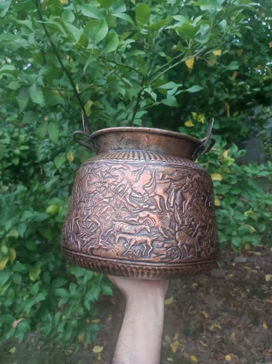 دیزی غول‌پیکر تمام نقش مسی کهنه|کلکسیون اشیاء عتیقه|ساری, |دیوار