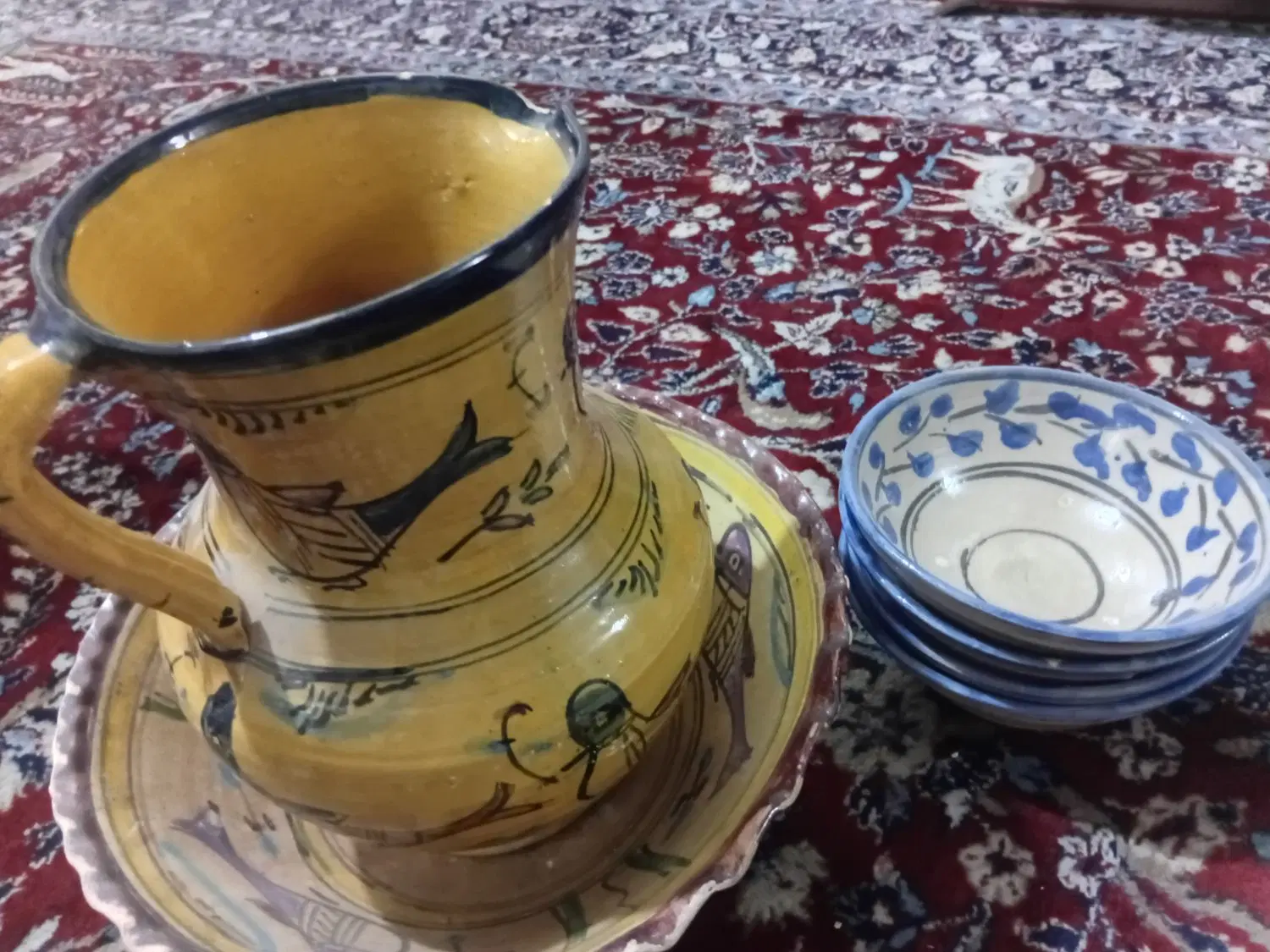 کاسه بزرگ و پارچ ماهی سفالی و 4 عد کاسه قیمت دار|صنایع دستی و سایر لوازم تزئینی|تهران, مهرآباد جنوبی|دیوار