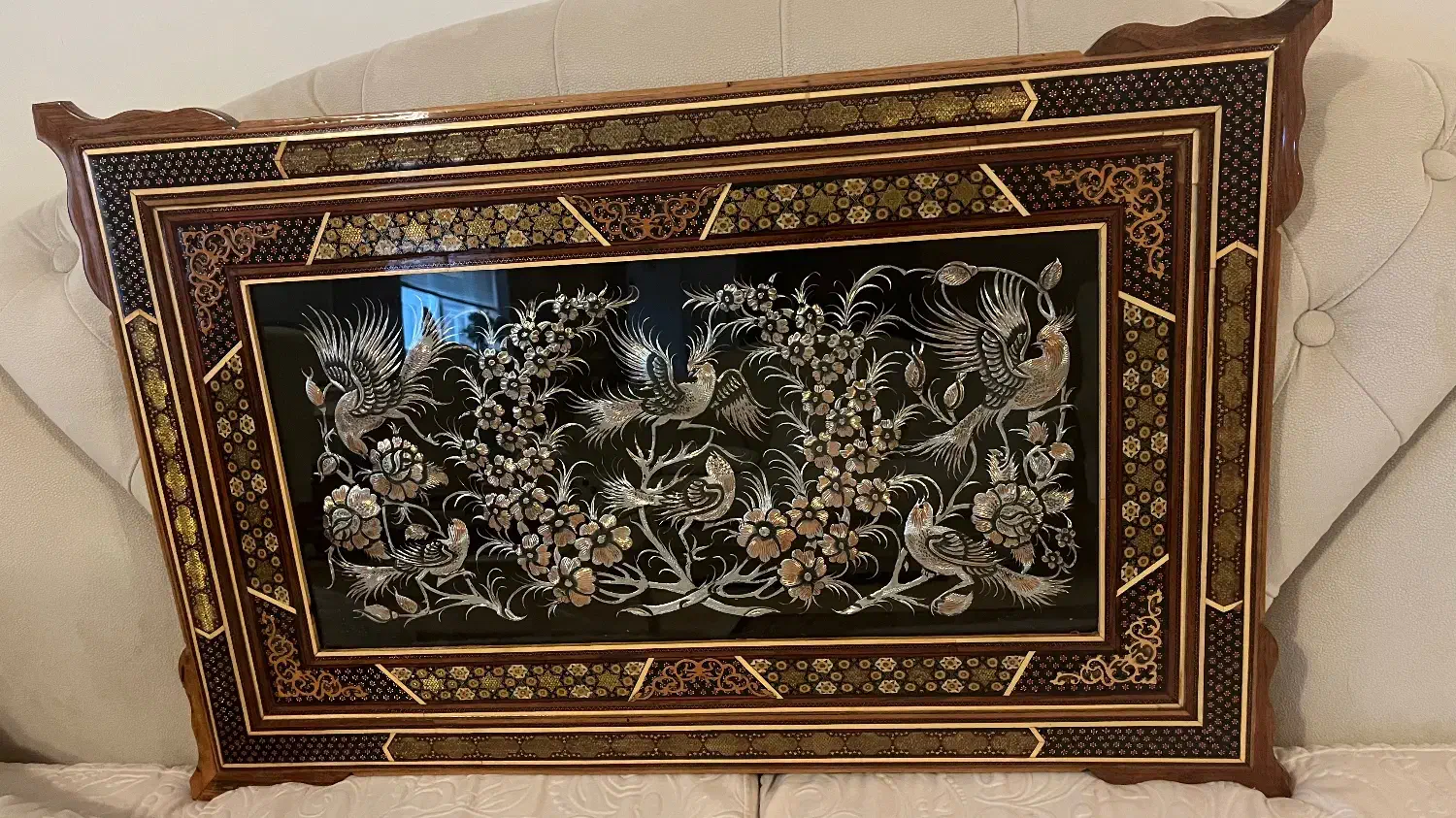 تابلو قلم زنی مسی طرح گل و مرغ- فروش فوری|صنایع دستی و سایر لوازم تزئینی|گرگان, |دیوار