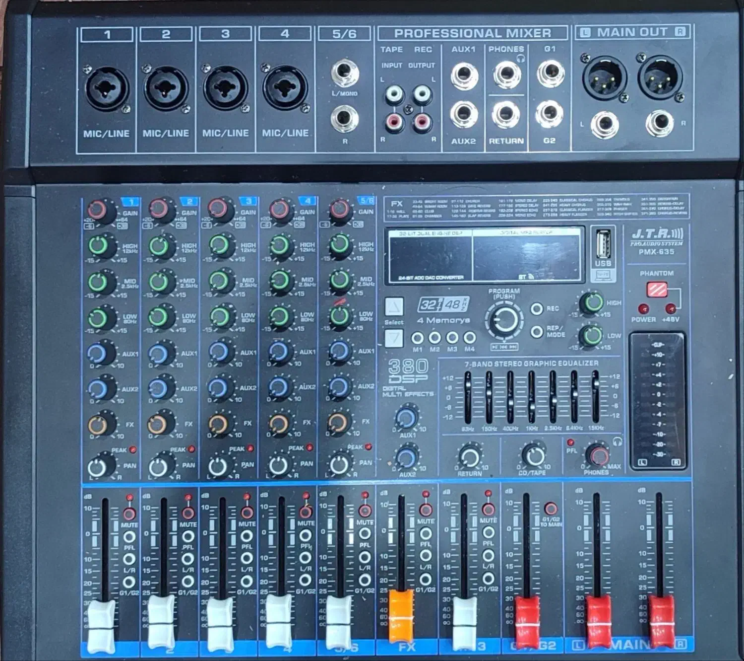 پاور میکسر برند جی تی آر PMX۶۳۵|آلات موسیقی|اهرم, |دیوار