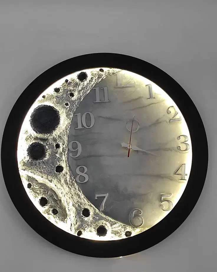 تابلو و ساعت ماه شبتاب،چراغ خواب دستساز|ساعت دیواری و تزئینی|خفر, |دیوار