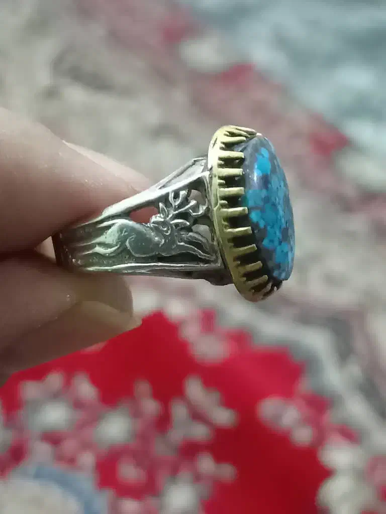 انگشترنقره دستسازفیروزه نیشابور ویاقوت کبود|جواهرات|شیراز, دباغ خانه|دیوار