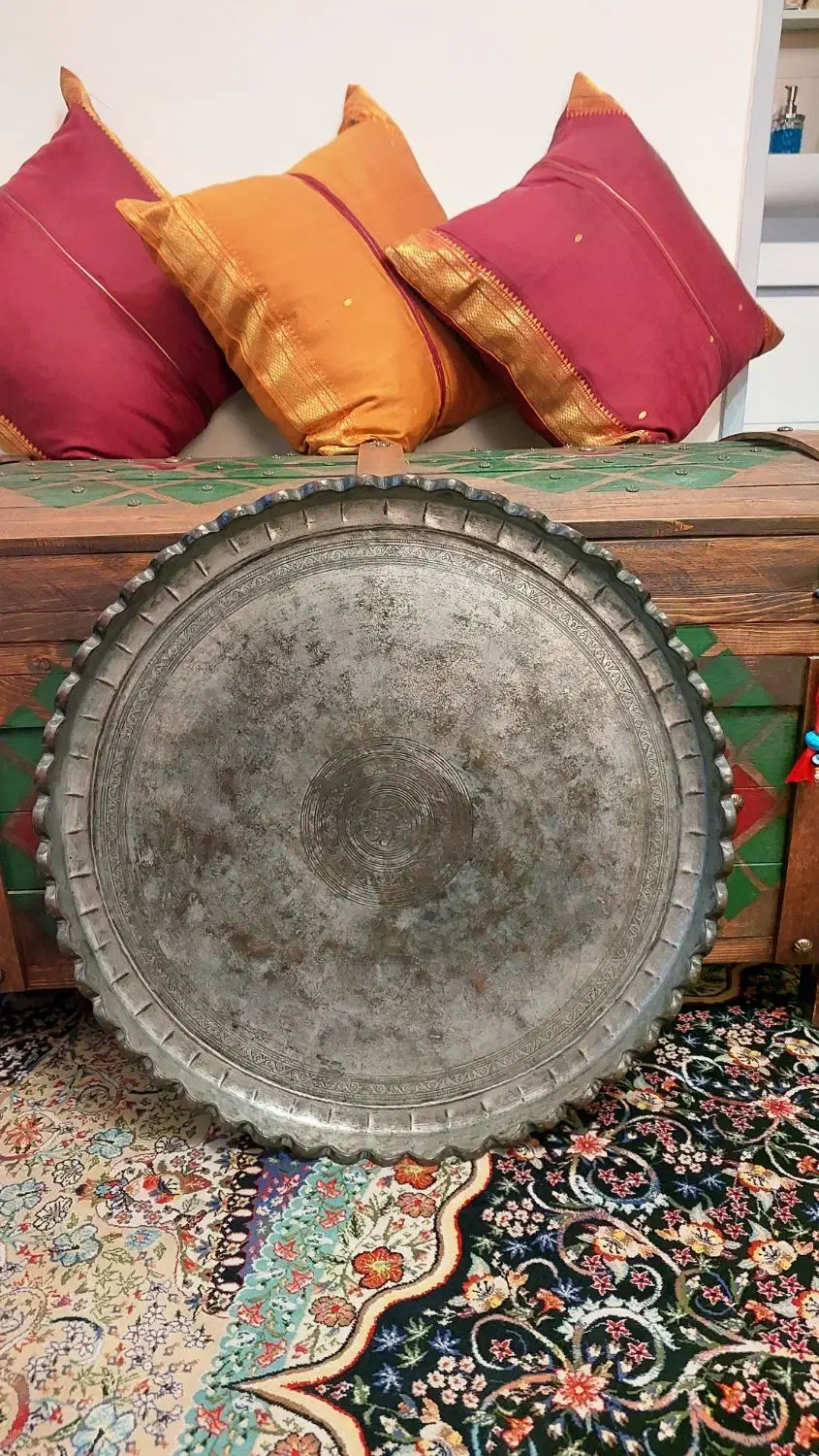 سینی مسی کنگره ای قدیمی قطر ۵۵ سانت|کلکسیون اشیاء عتیقه|تهران, جیحون|دیوار